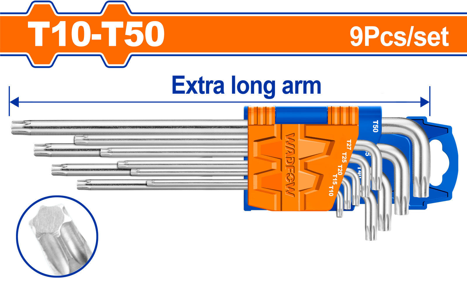 WHK3292.png WHK3292 (Wadfow Torx key 9pcs set extra long - P6C48) - Image 1