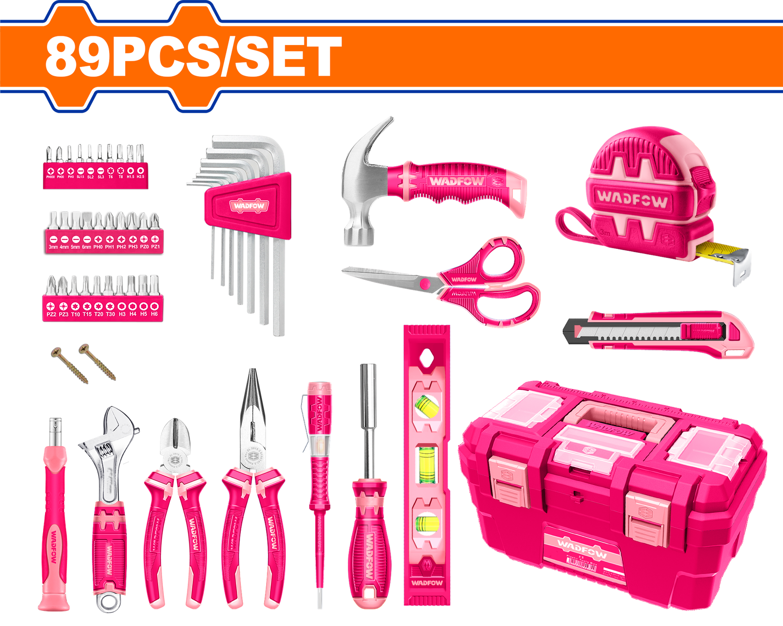 WHS3B89.png WHS3B89 (Wadfow 89 Pcs Pink hand tools set - P1C6) - Image 1