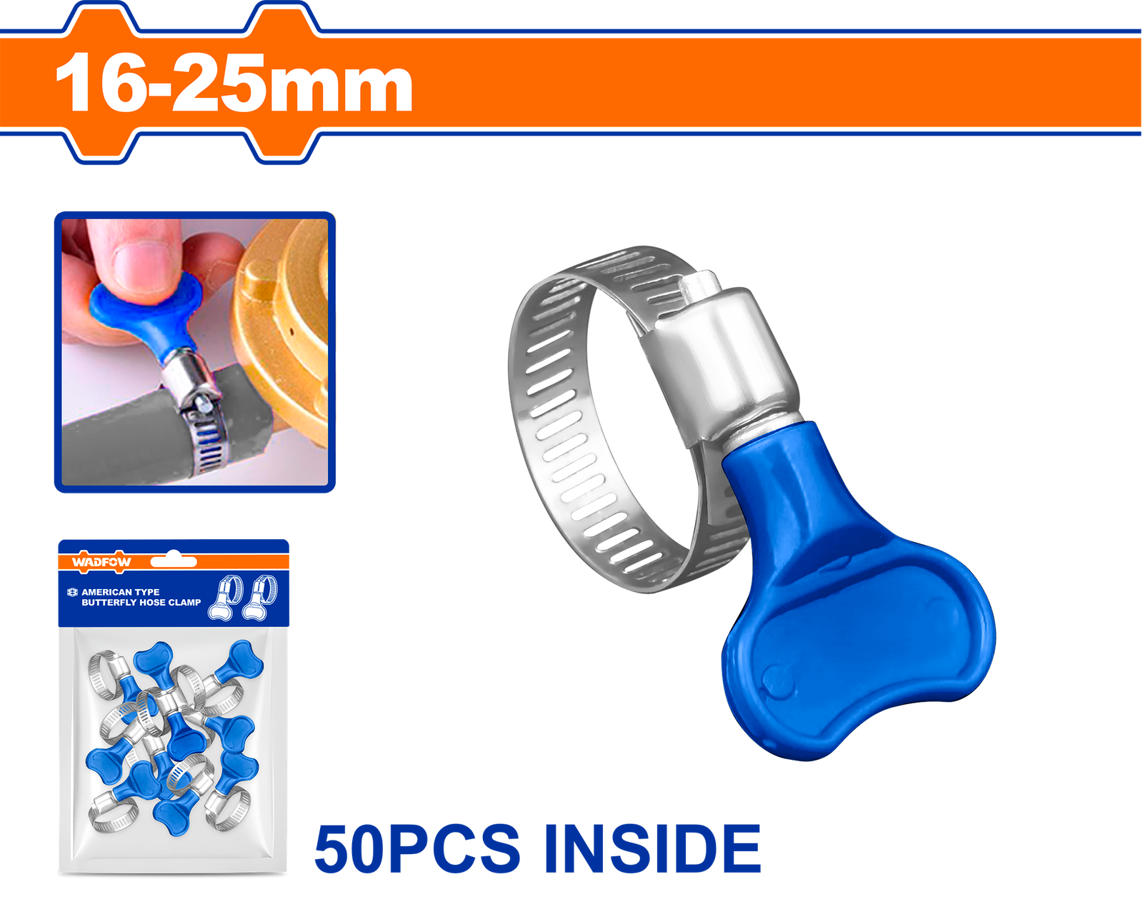 WHU3904.png WHU3904 (Wadfow Butterfly hose clamp 16-25mm - P500C2000) - Image 1
