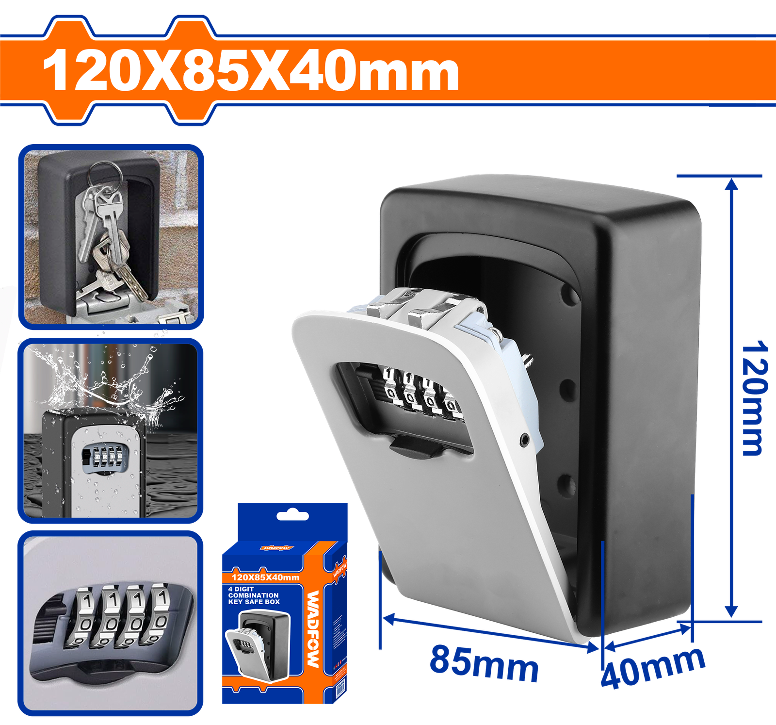 WKFB1119.png WKFB1119 (Wadfow 4 Digit combination key safe box - P1C20) - Image 1