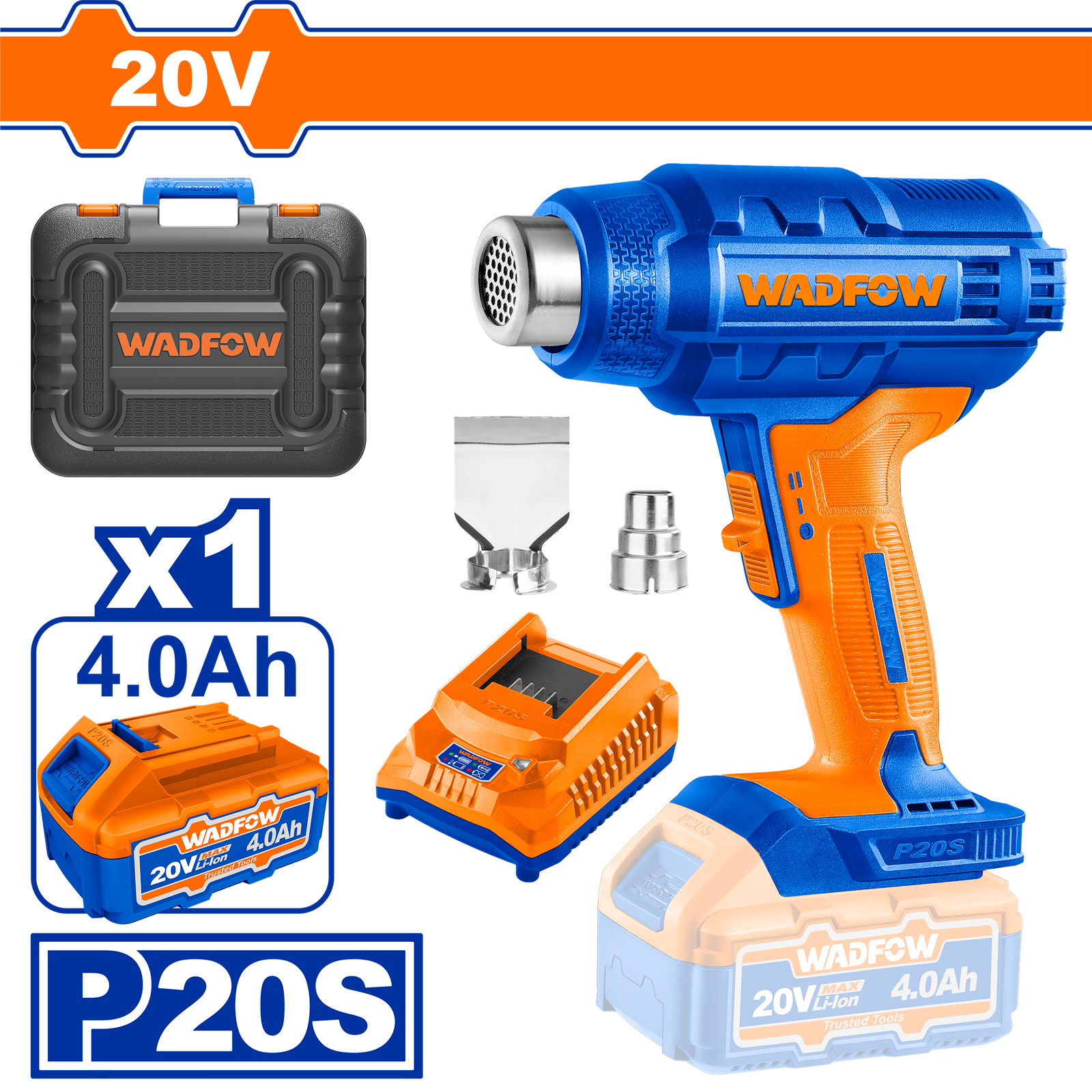 WKH1B012.png WKH1B012 (Wadfow Cordless heat gun 20V 550C + Battery - P1C5) - Image 1