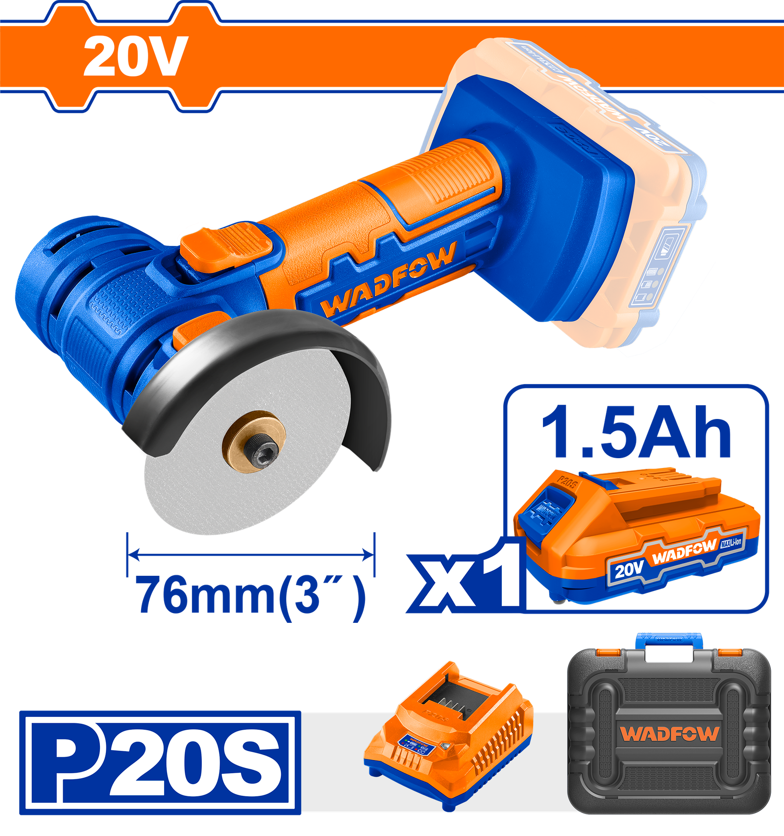 WLAP571.png WLAP571 (Wadfow Cordless mini cut-off tool 20v + battery + charger - P1C10) - Image 1
