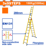 WLD2939 (Wadfow 3 Section extension fiberglass ladder - C1)