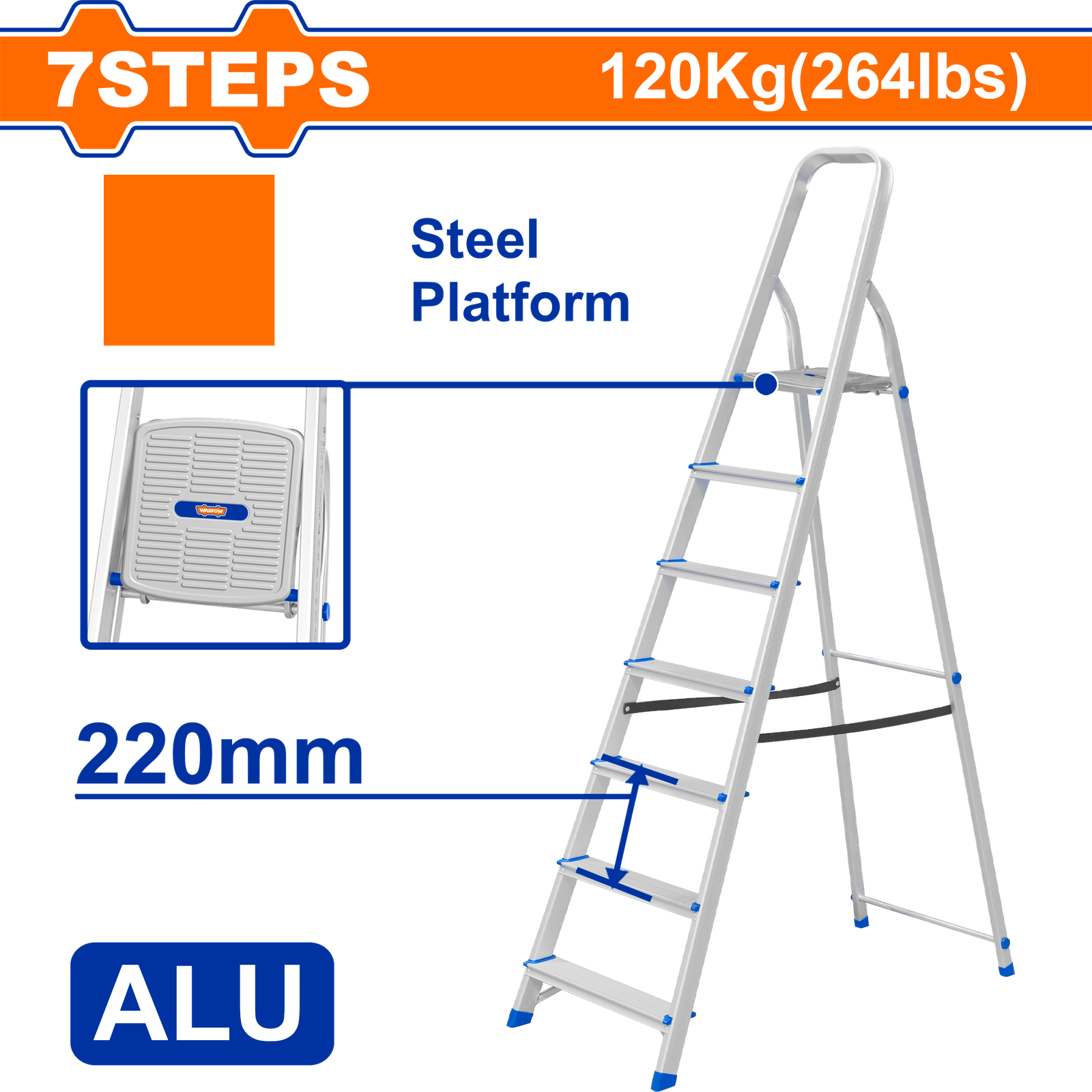WLD3H07.png WLD3H07 (Wadfow Household ladder 7 Step - C1) - Image 1