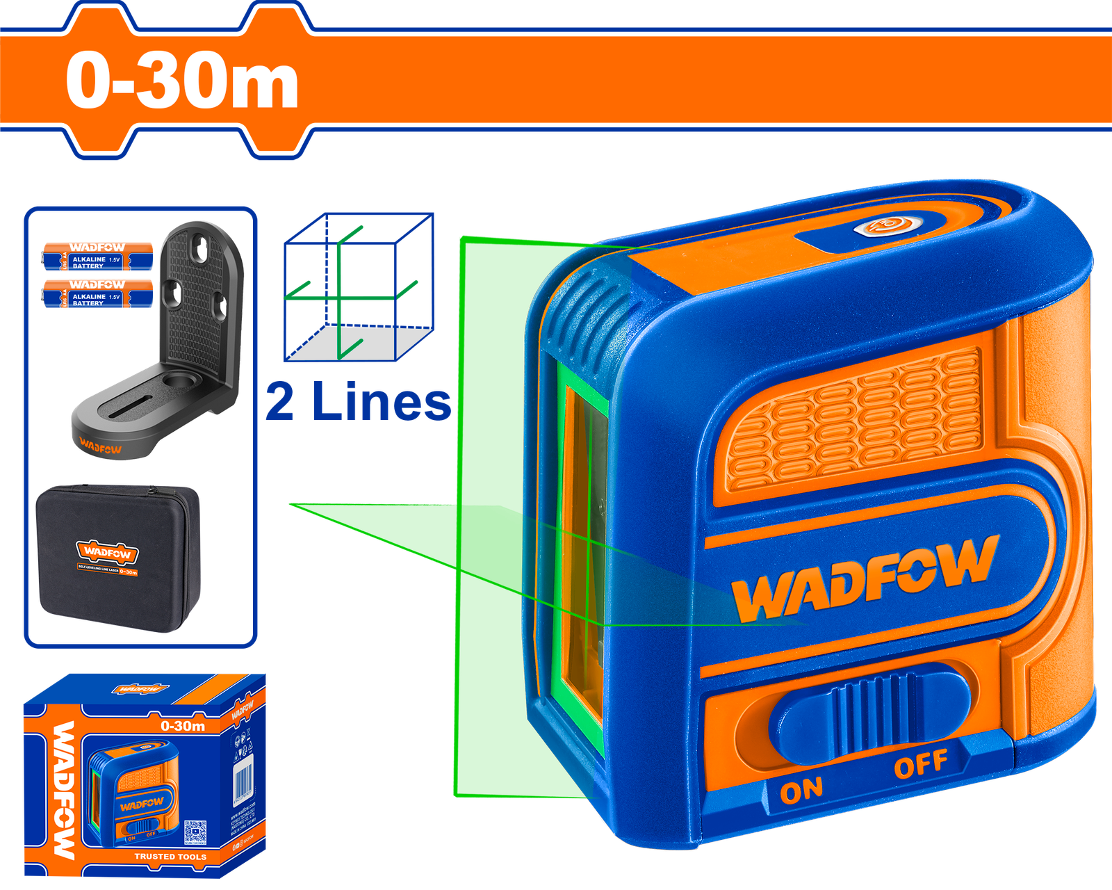 WLE2M03.png WLE2M03 (Wadfow Self-leveling line laser 30m green - P1C24) - Image 1