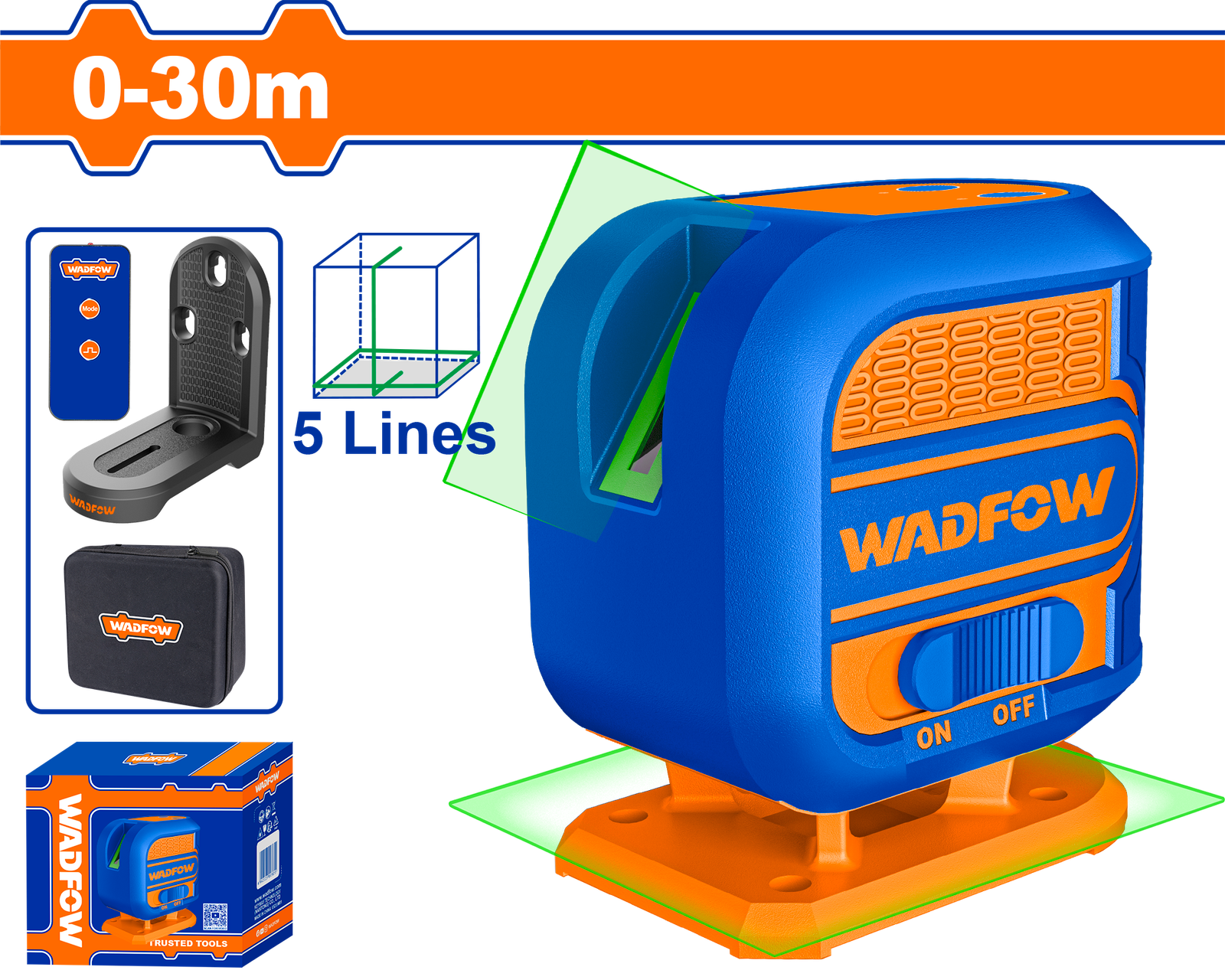 WLE3M06.png WLE3M06 (Wadfow Self-leveling line laser 5 lines green 30m - P1C20) - Image 1