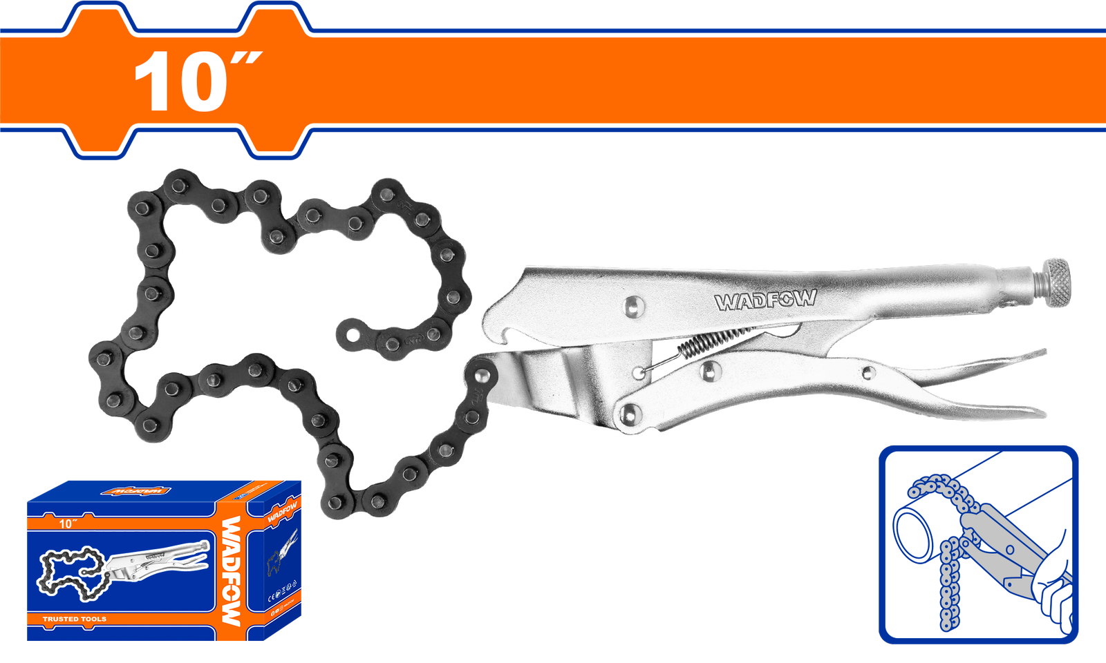 WLP5510.png WLP5510 (Wadfow Chain clamp locking plier 10" - P5C20) - Image 1