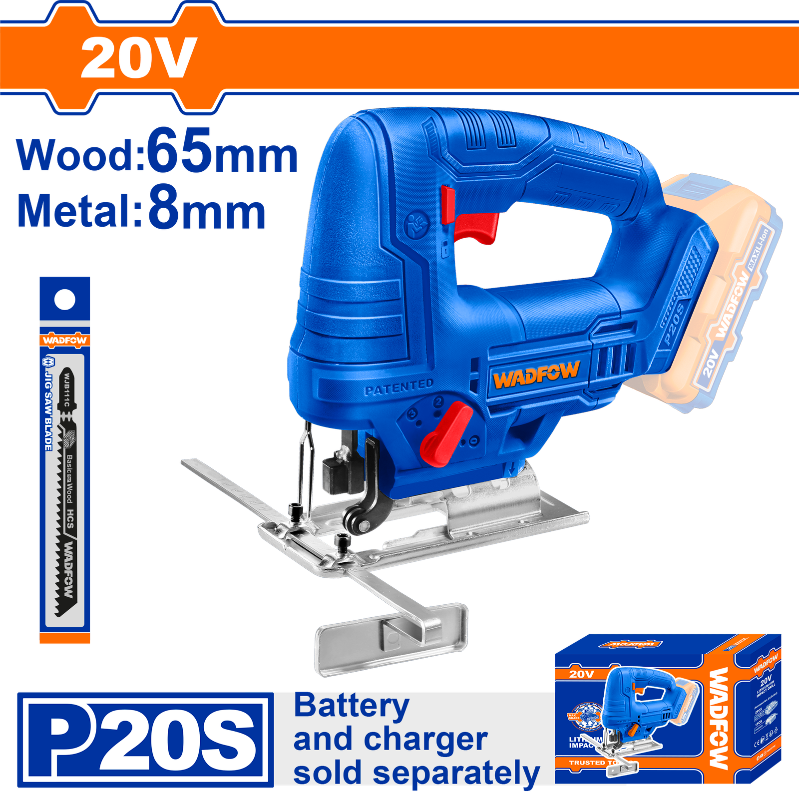WLS1565.png WLS1565 (Wadfow Cordless jig saw 20v - P1C5) - Image 1