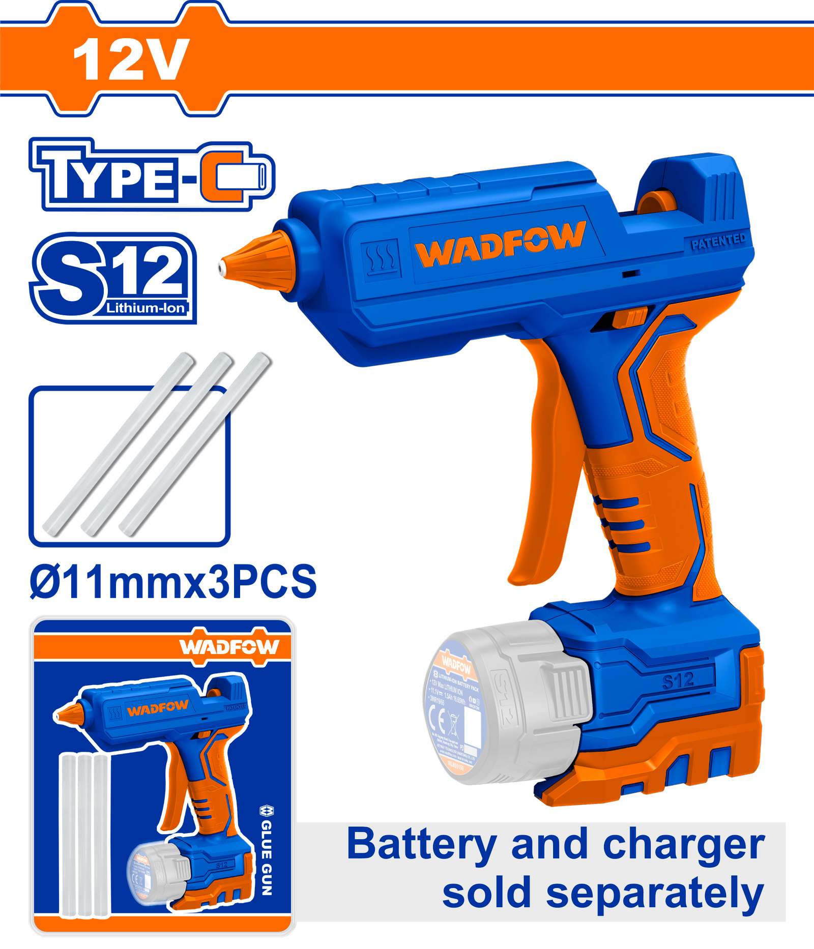 WLU1412.png WLU1412 (Wadfow Cordless glue gun 12V 11mm - P6C24) - Image 1