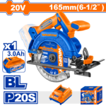 WLWP5521 (Wadfow Cordless circular saw 20V 6.5" + Battery - P1C4)