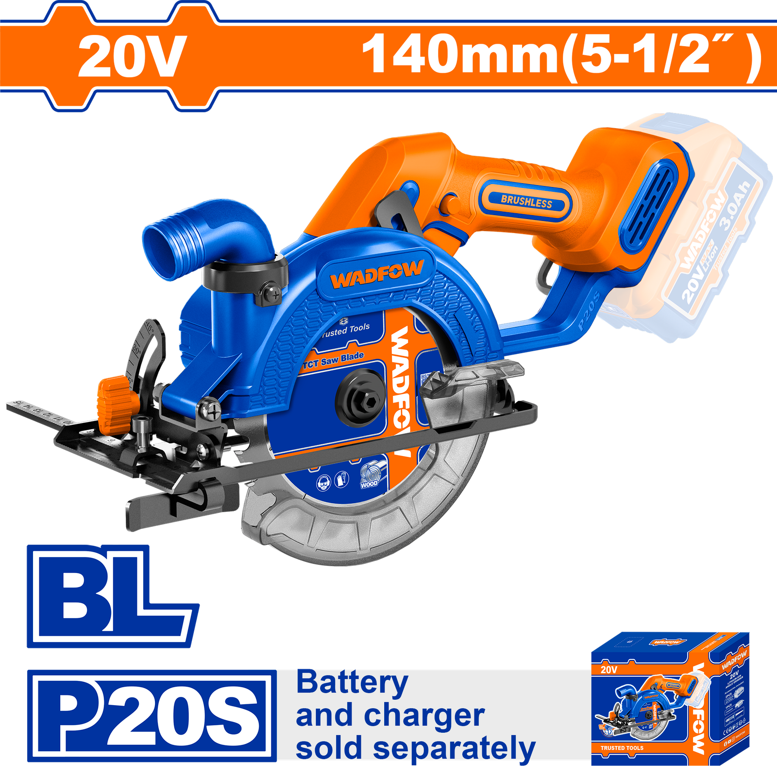 WLWP5630.png WLWP5630 (Wadfow Cordless circular saw 20v 140mm - P1C4) - Image 1