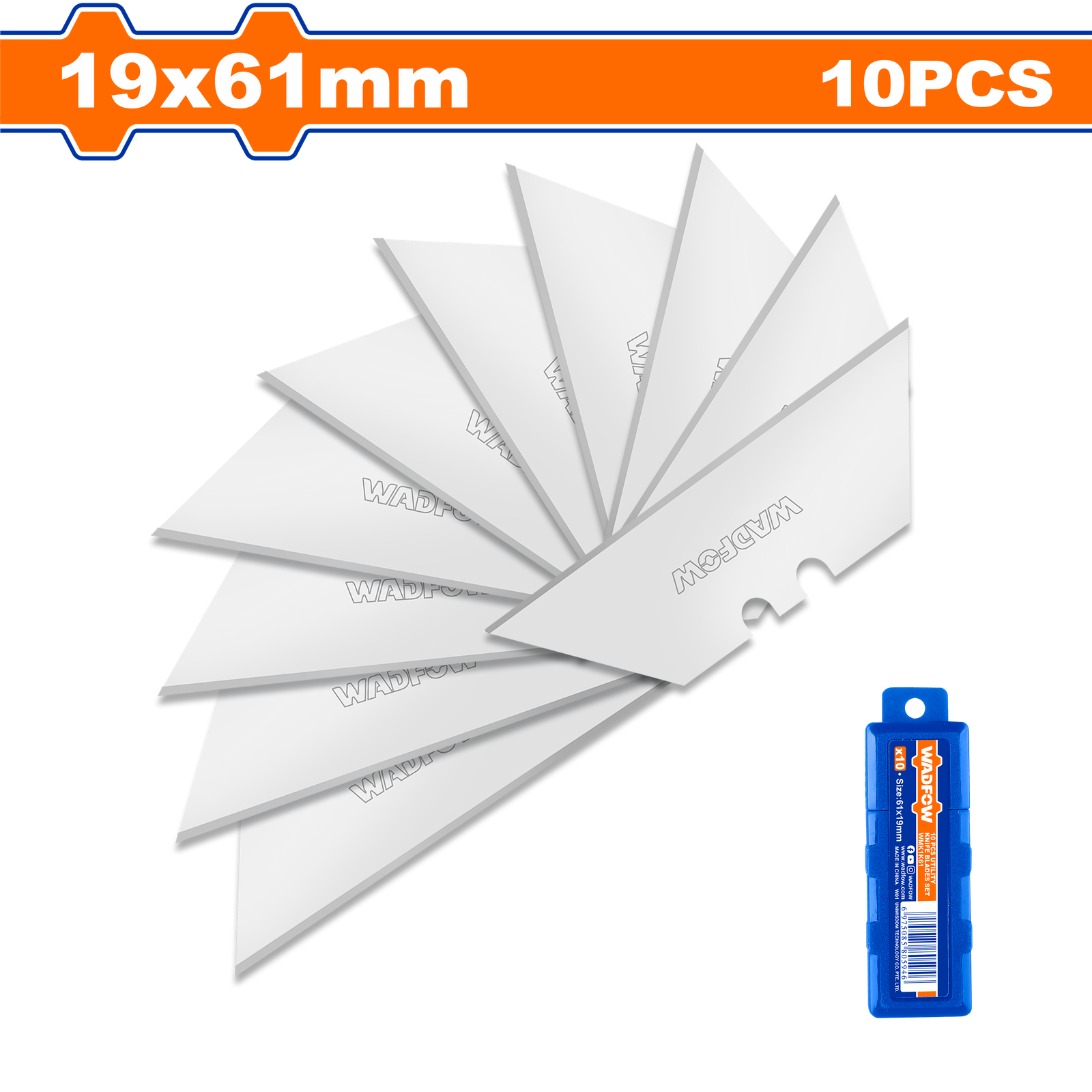 WMK1K61-1.png WMK1K61 (Wadfow 10 Pcs utility knife blades set 61x19mm - P20C200) - Image 1