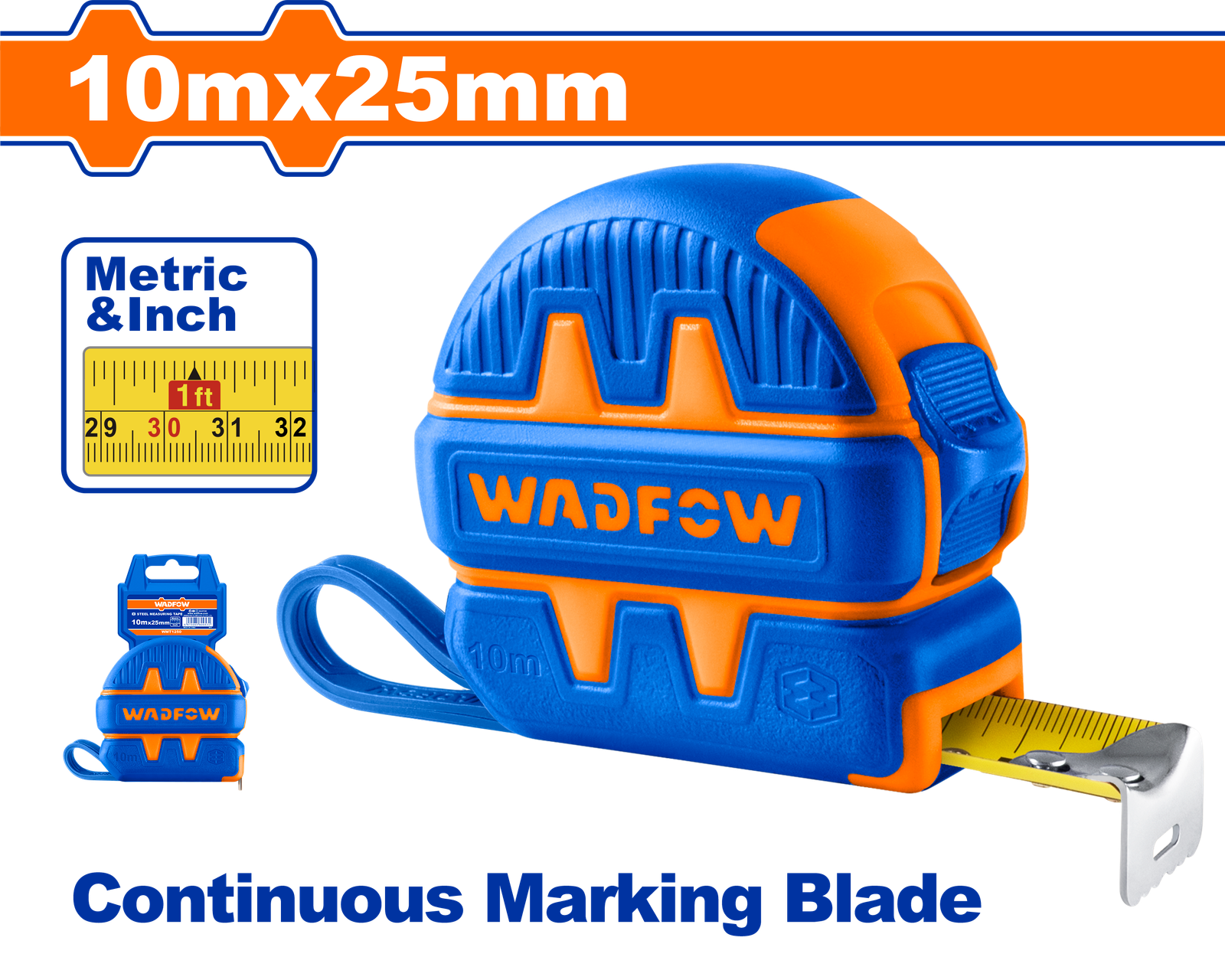 WMT1250-1.png WMT1250 (Wadfow Steel measuring tape 10mx25mm - C36P6) - Image 1