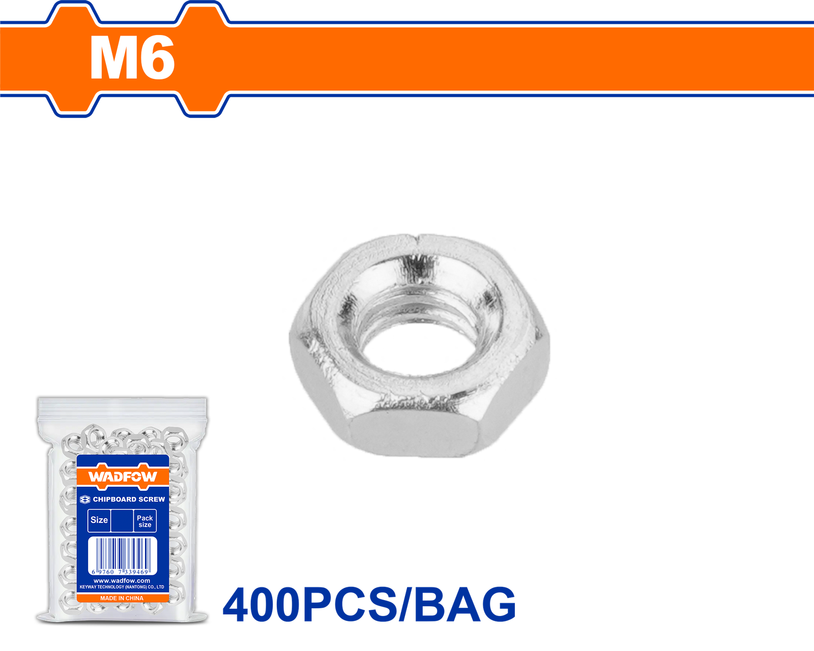WMV1911.png WMV1911 (Wadfow Nut M6 400pcs - P1C30) - Image 1