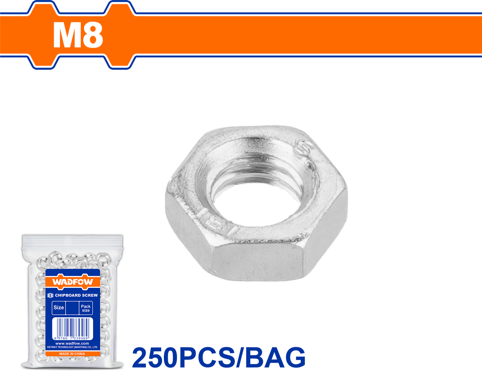 WMV1921.png WMV1921 (Wadfow Nut mM8 250pcs - P1C22) - Image 1