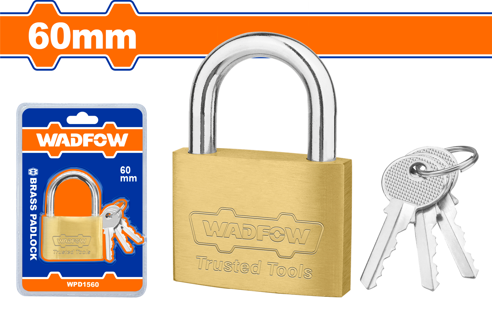 WPD1460.png WPD1460 (Wadfow Brass padlock 60mm - C36P6) - Image 1