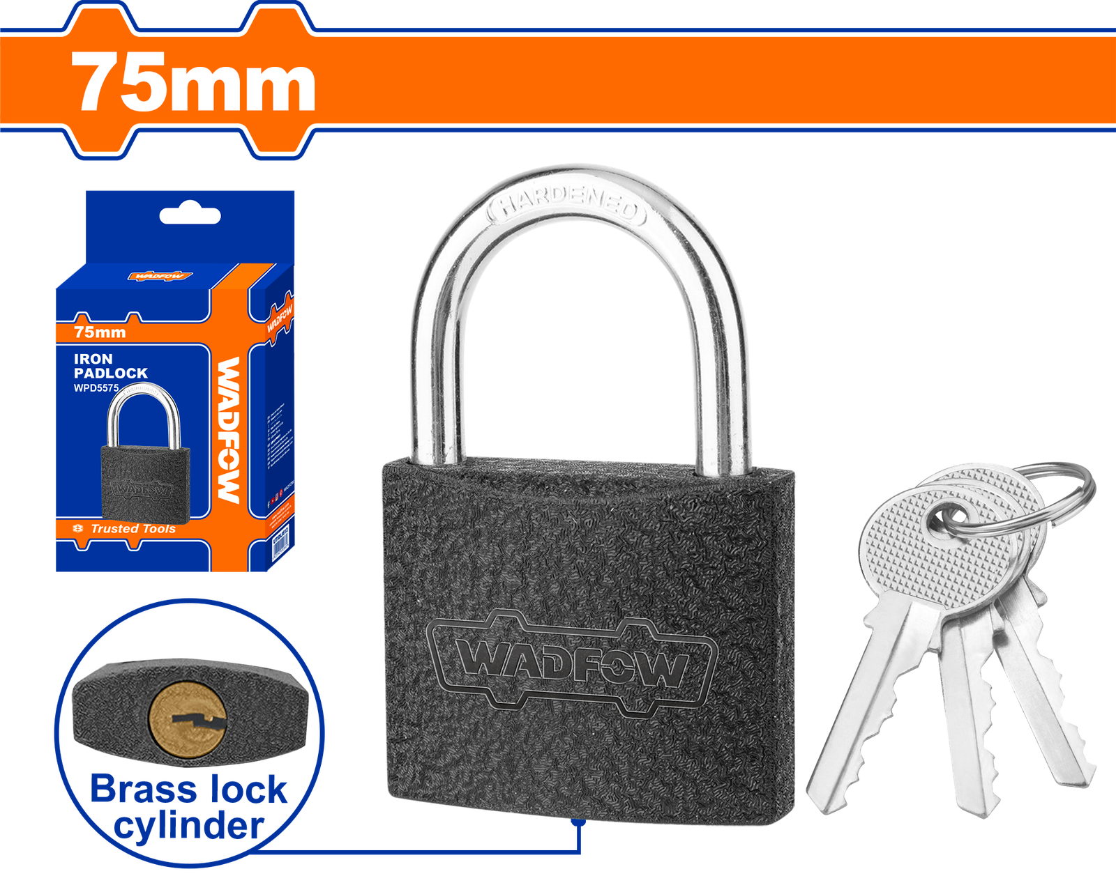 WPD5575.png WPD5575 (Wadfow Iron padlock 75mm - P6C36) - Image 1