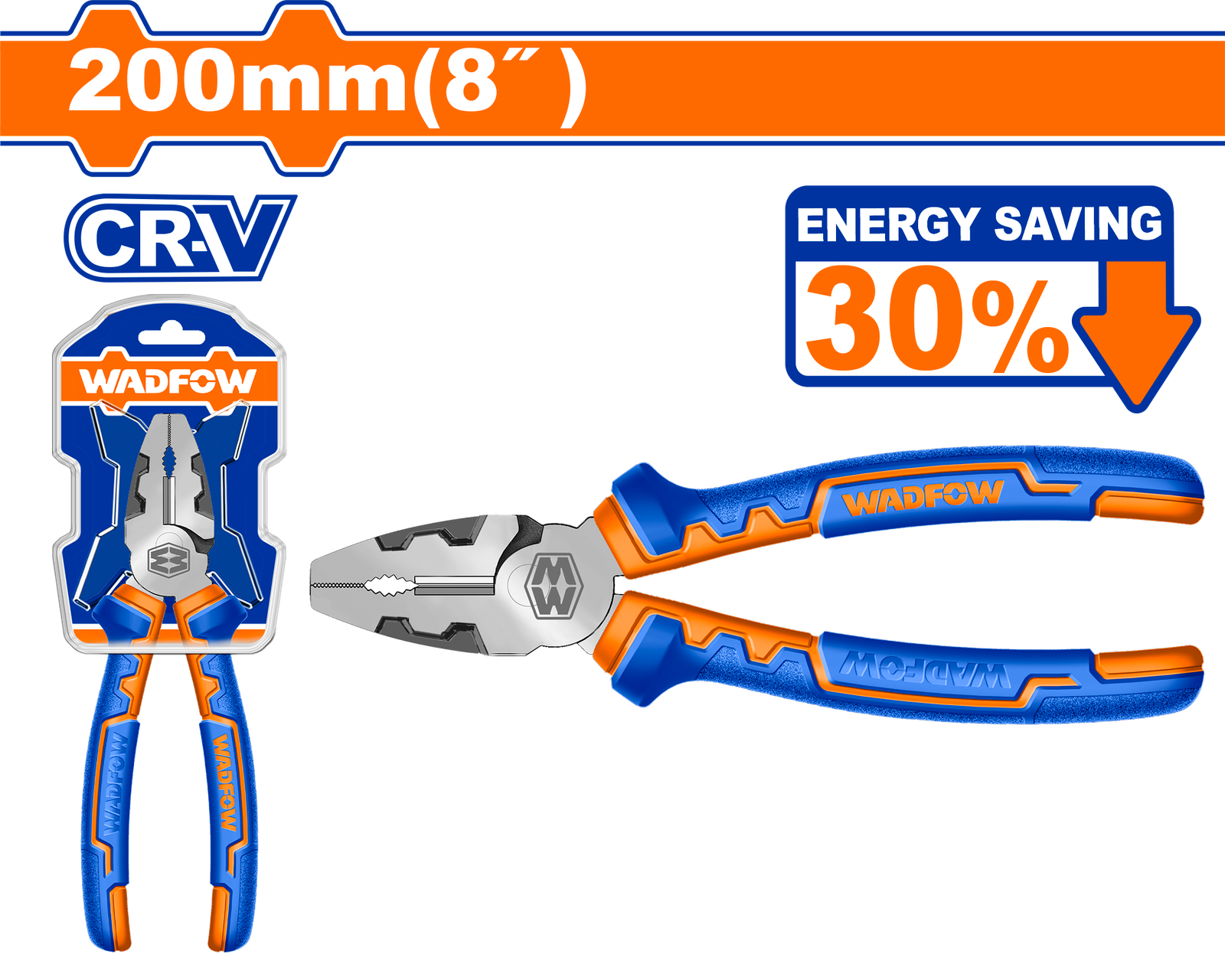 WPL1718.png WPL1718 (Wadfow High leverage combination pliers 8" - P6C36) - Image 1