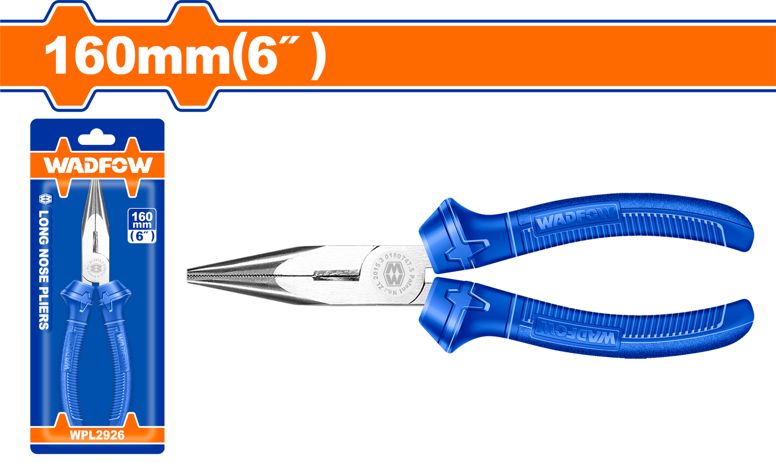 WPL2926-1.png WPL2926 (Wadfow Long nose pliers 6" - plastic - C60) - Image 1