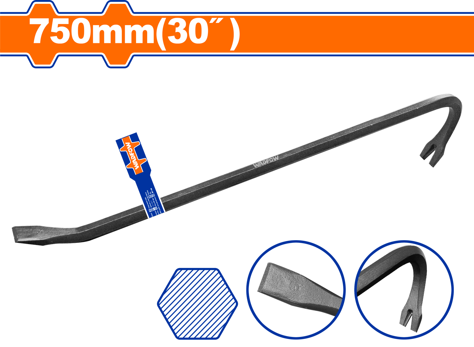 WQB1375.png WQB1375 (Wadfow Wrecking bar 750mm - C12) - Image 1