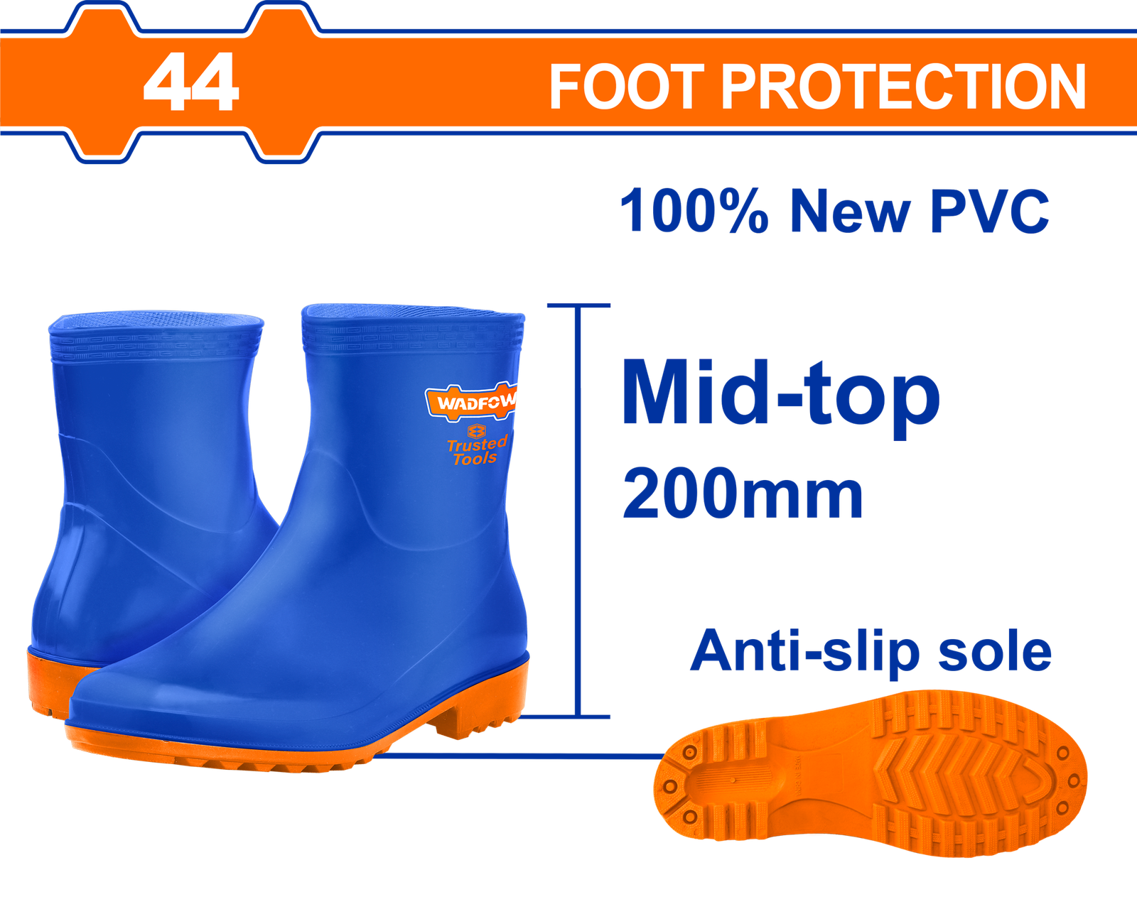 WRB3L44.png WRB3L44 (Wadfow Rain boots Midtop 44 - P1C12) - Image 1