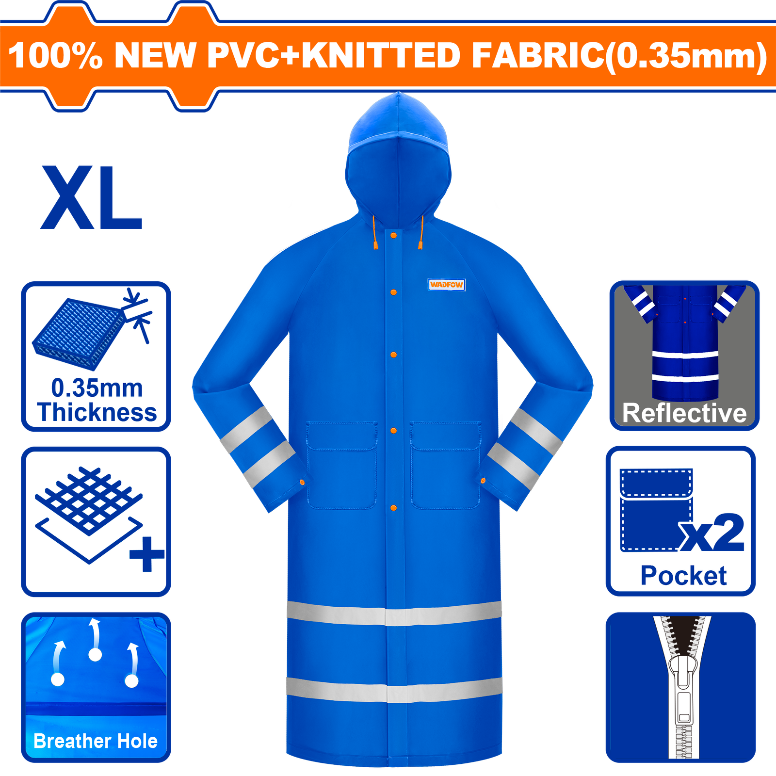 WRC40XL-1.png WRC40XL (Wadfow Rain coat with reflective strip XL - P1C20) - Image 1