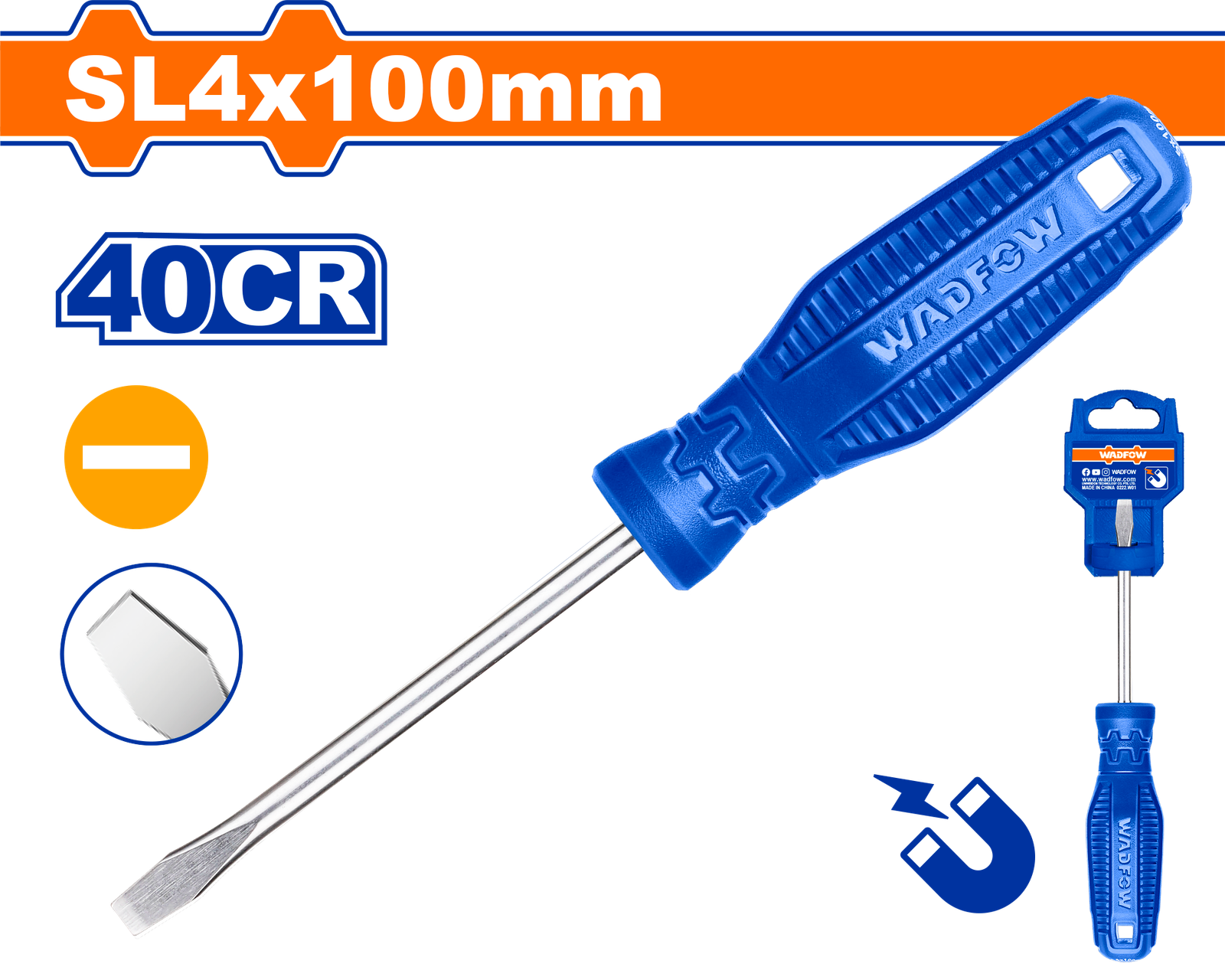 WSD3244-1.png WSD3244 (Wadfow Slotted screwdriver 4x100mm 40Cr - P12C240) - Image 1