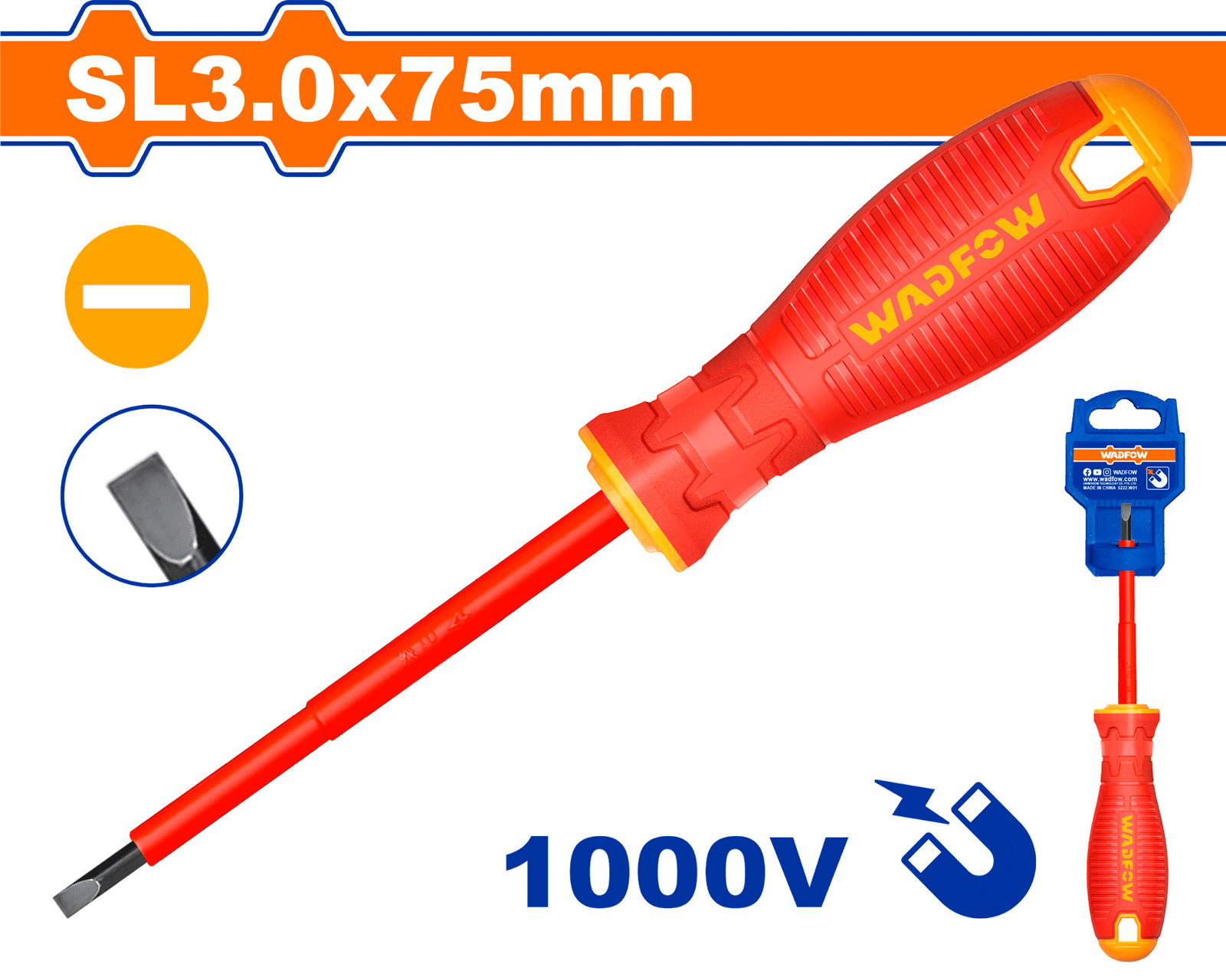 WSD7233.png WSD7233 (Wadfow Insulated screwdriver SL3x75mm - P12C240) - Image 1