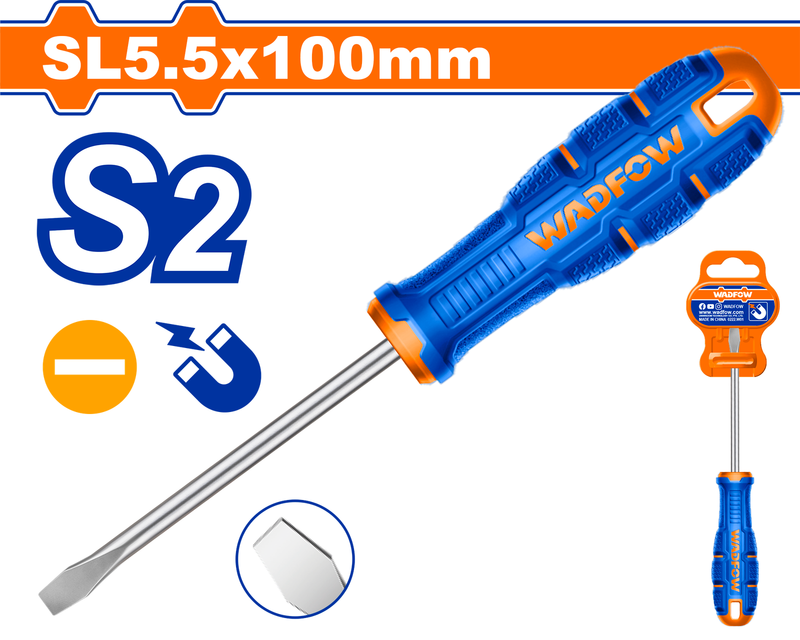 WSDA254.png WSDA254 (Wadfow Slotted screwdriver 5.5x100mm S2 - P12C240) - Image 1
