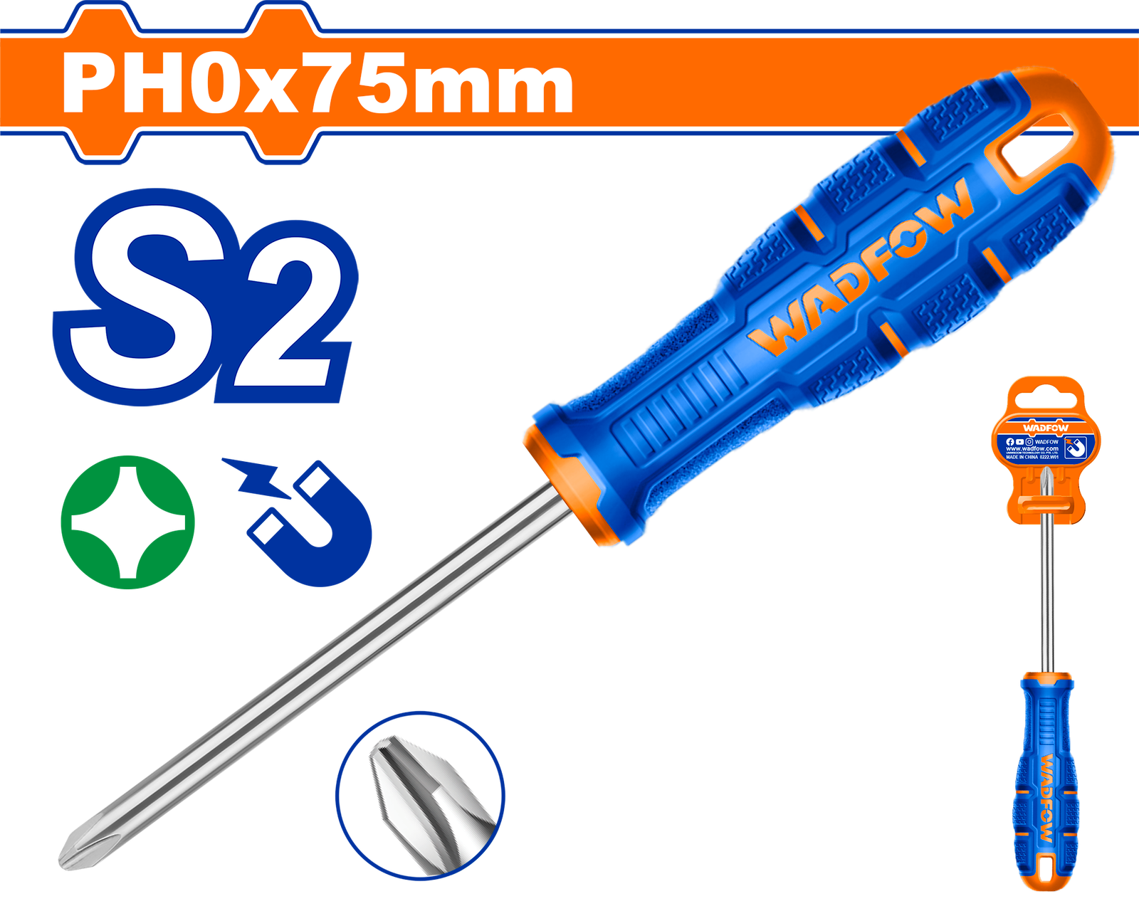 WSDB203.png WSDB203 (Wadfow Phillips screwdriver S2 PH0x75mm - P12C240) - Image 1