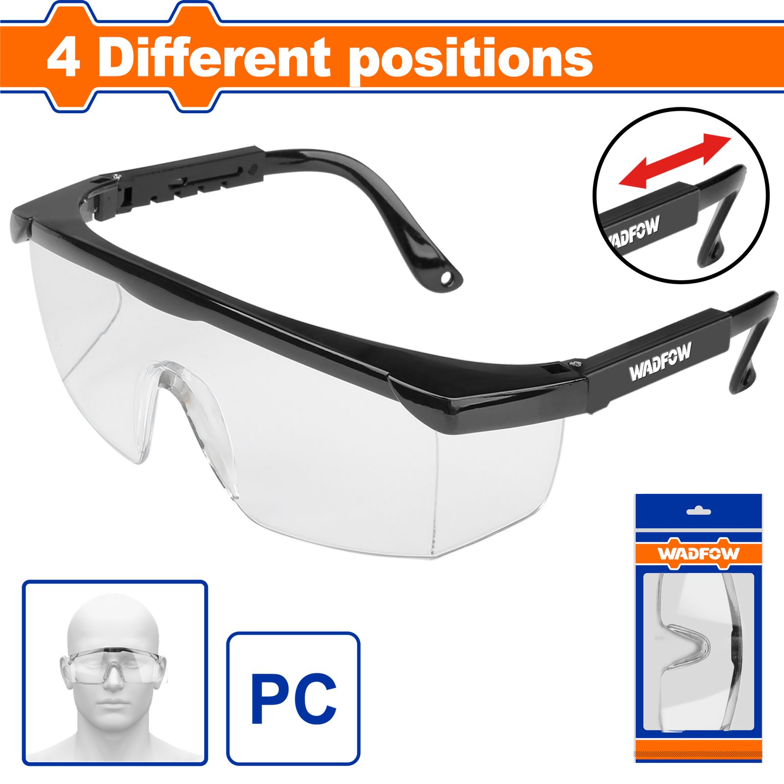 WSG1804.png WSG1804 (Wadfow Safety goggles with adjustable temple - P24C144) - Image 1