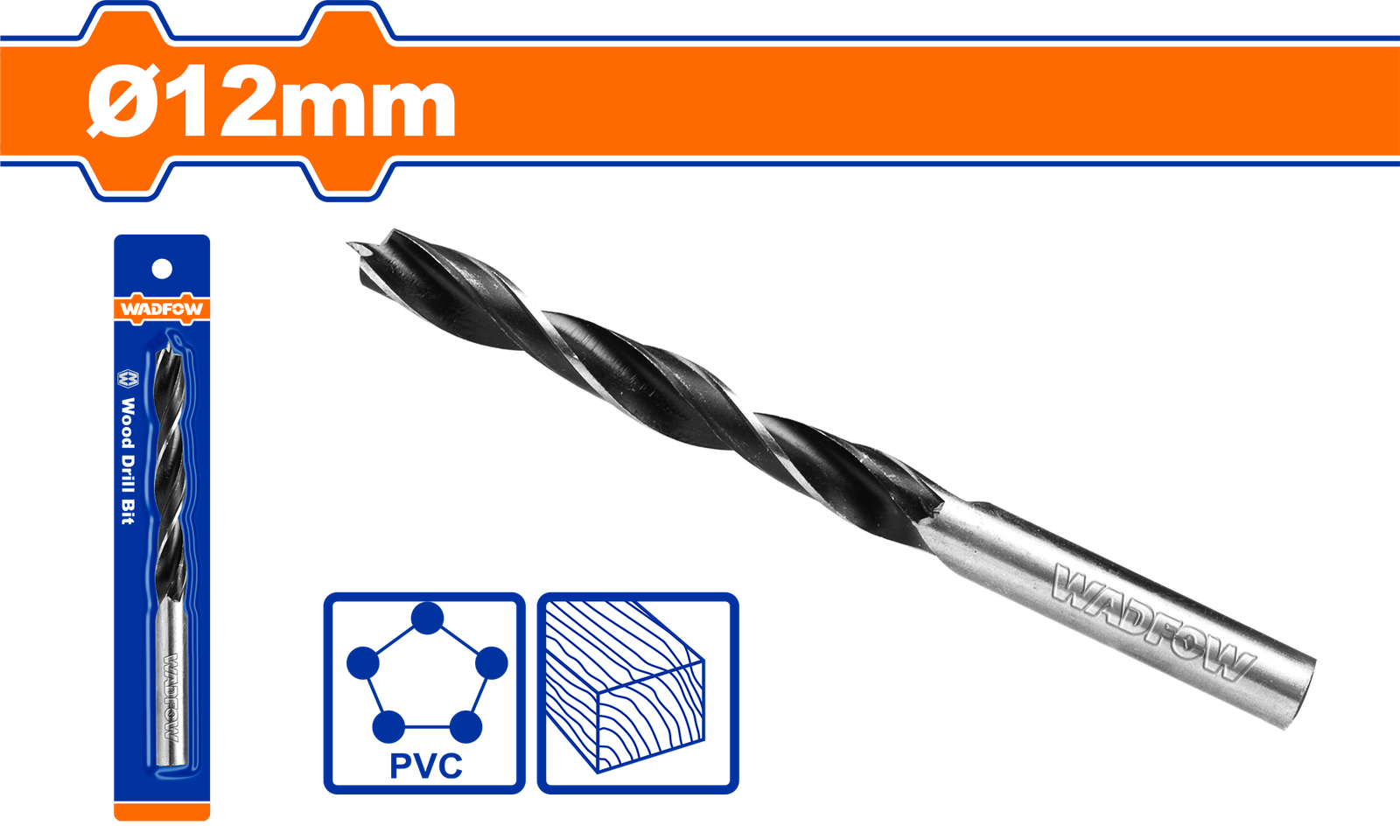 WSJ1K04.png WSJ1K04 (Wadfow Wood twist drill bit 12mm - P60C120) - Image 1