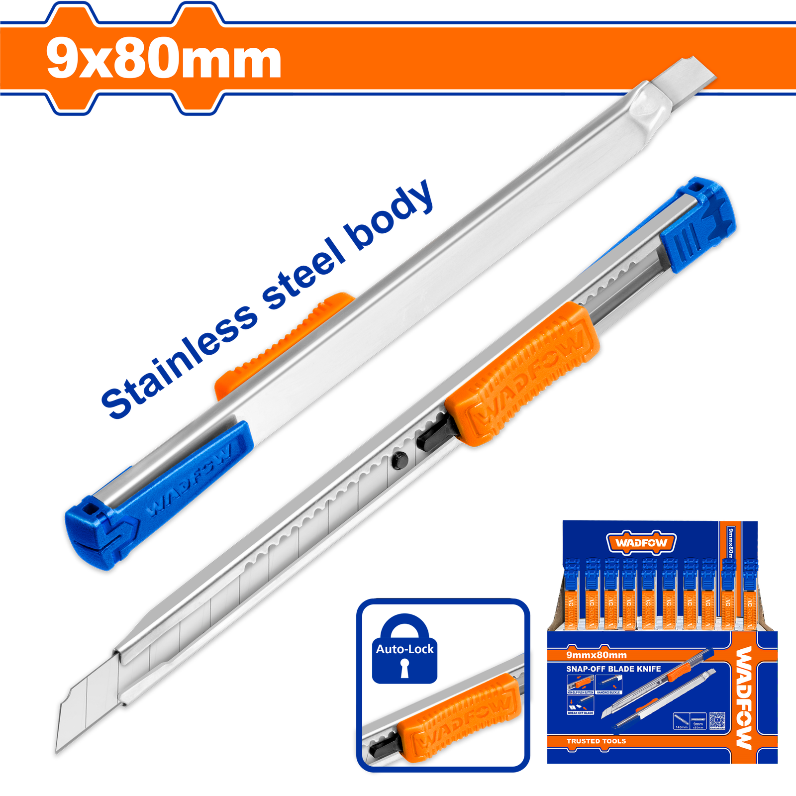 WSK1509-1.png WSK1509 (Wadfow Snap-off blade knife 9x80mm metal - P50C600) - Image 1