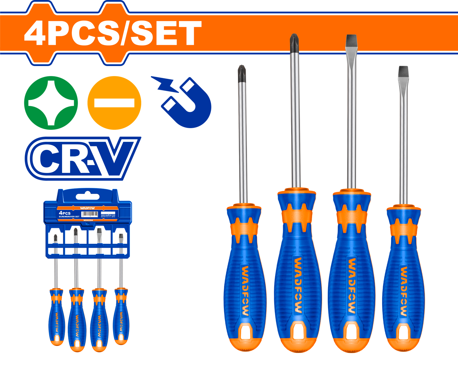 WSS1204-1.png WSS1204 (Wadfow 4 Pcs screwdriver set - C40P10) - Image 1