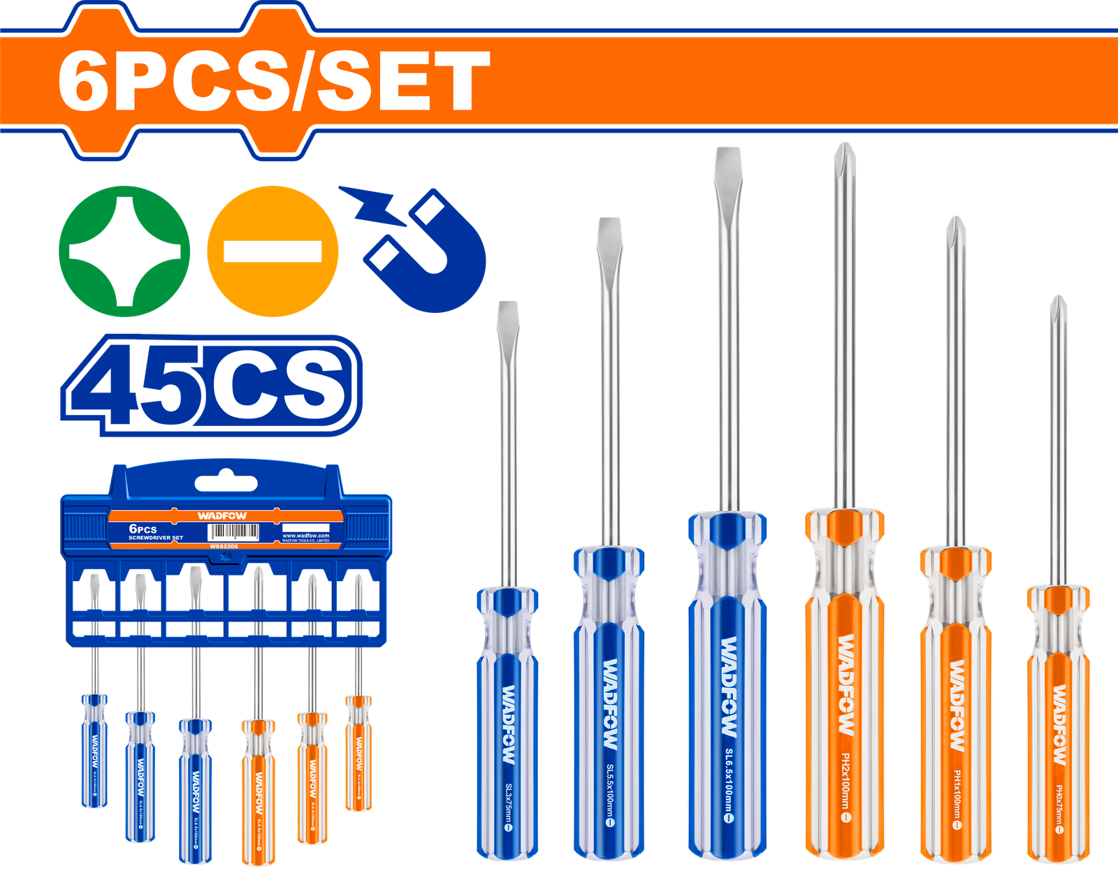 WSS3206-1.png WSS3206 (Wadfow 6 Pcs screwdriver set - P9C36) - Image 1