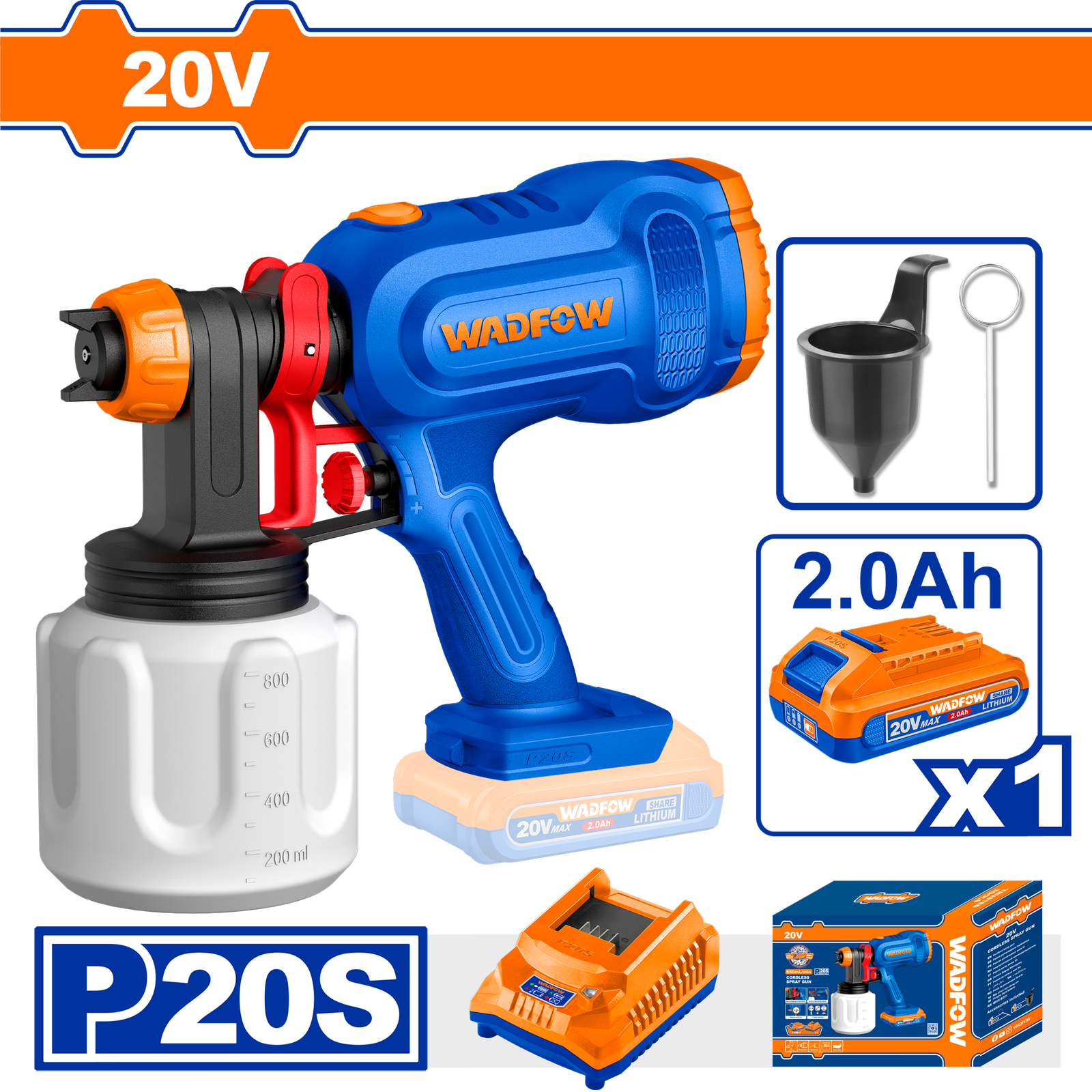 WSU30664.png WSU30664 (Wadfow Cordless spray gun 20v - C8) - Image 1