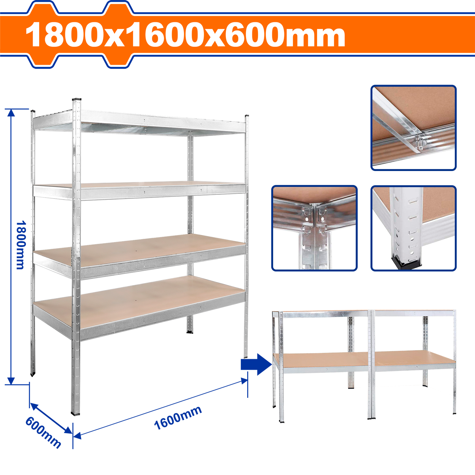 WTS1A16.png WTS1A16 (Wadfow 4 Tier adjustable storage shelves - C1) - Image 1