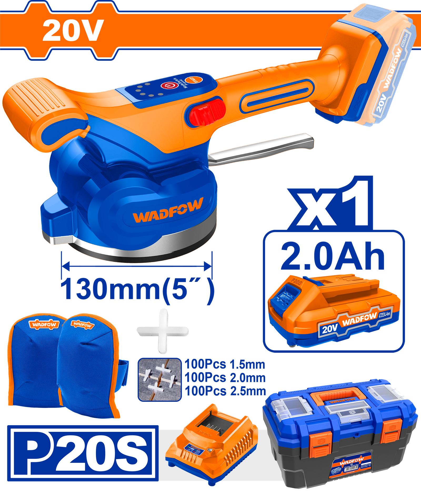 WTVM1D125.png WTVM1D125 (Wadfow Cordless tile vibration machine 20V - C6) - Image 1