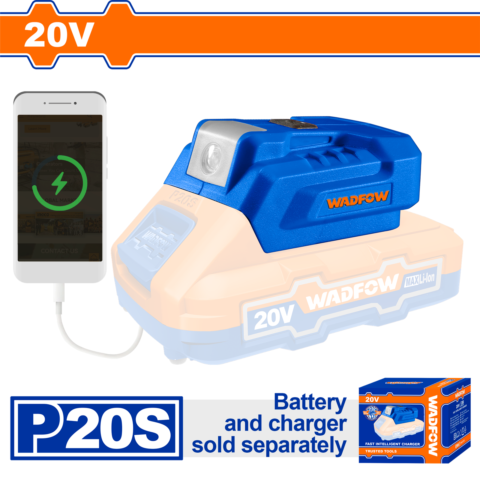 WUCP118.png WUCP118 (Wadfow Cordless power adapter 20V to 5V - P20C40) - Image 1