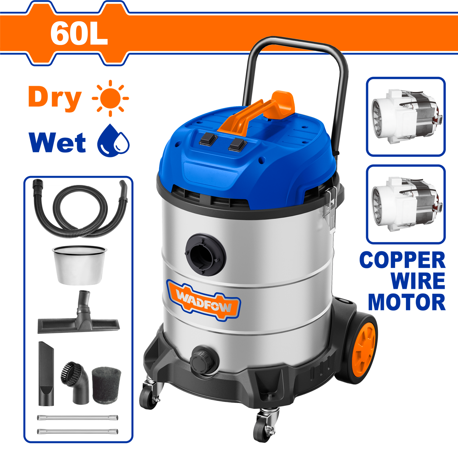 WVR5A60.png WVR5A60 (Wadfow Vacuum cleaner 2x1200W 60L - C1) - Image 1