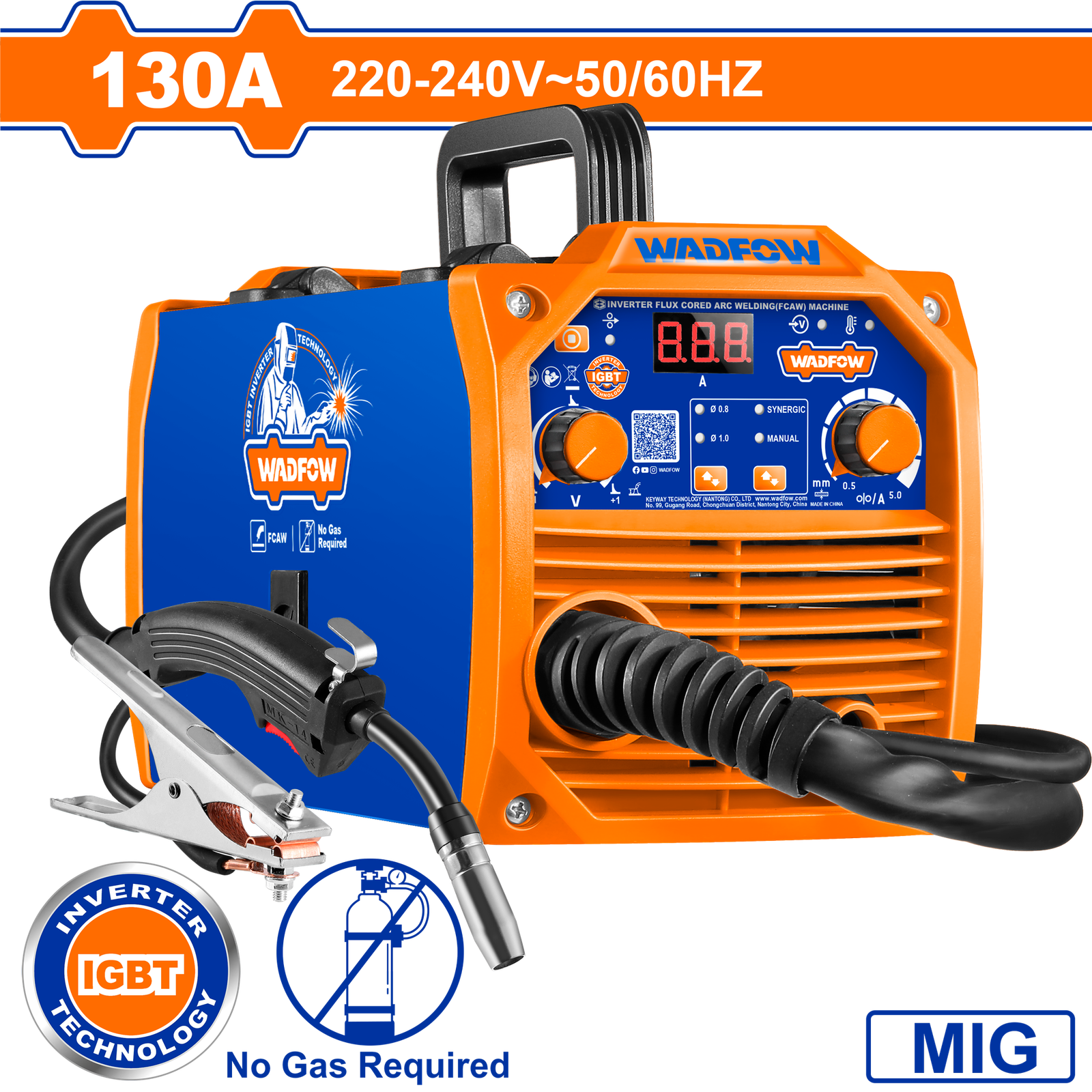 WWFC1301.png WWFC1301 (Wadfow Inverter flux cored arc welding machine 130A@40% - C1) - Image 1