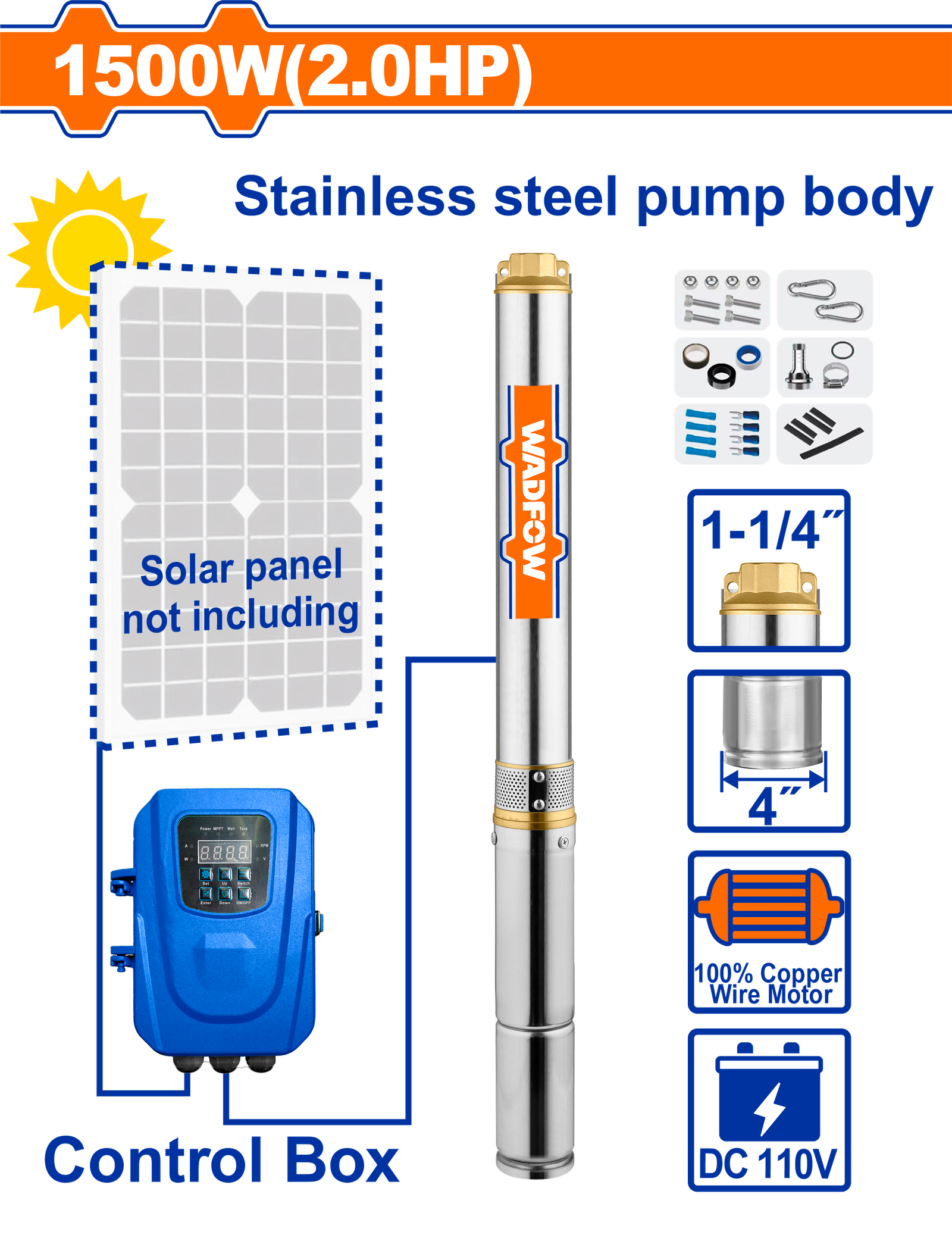 WWPDDC05.png WWPDDC05 (Wadfow Solar deep well pump 2HP 110V - C1) - Image 1