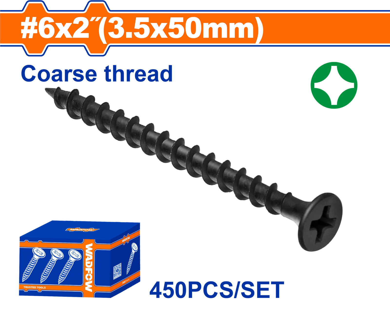 WXS1515.png WXS1515 (Wadfow 450pcs Drywall screw 3.5x50mm - P1C10) - Image 1