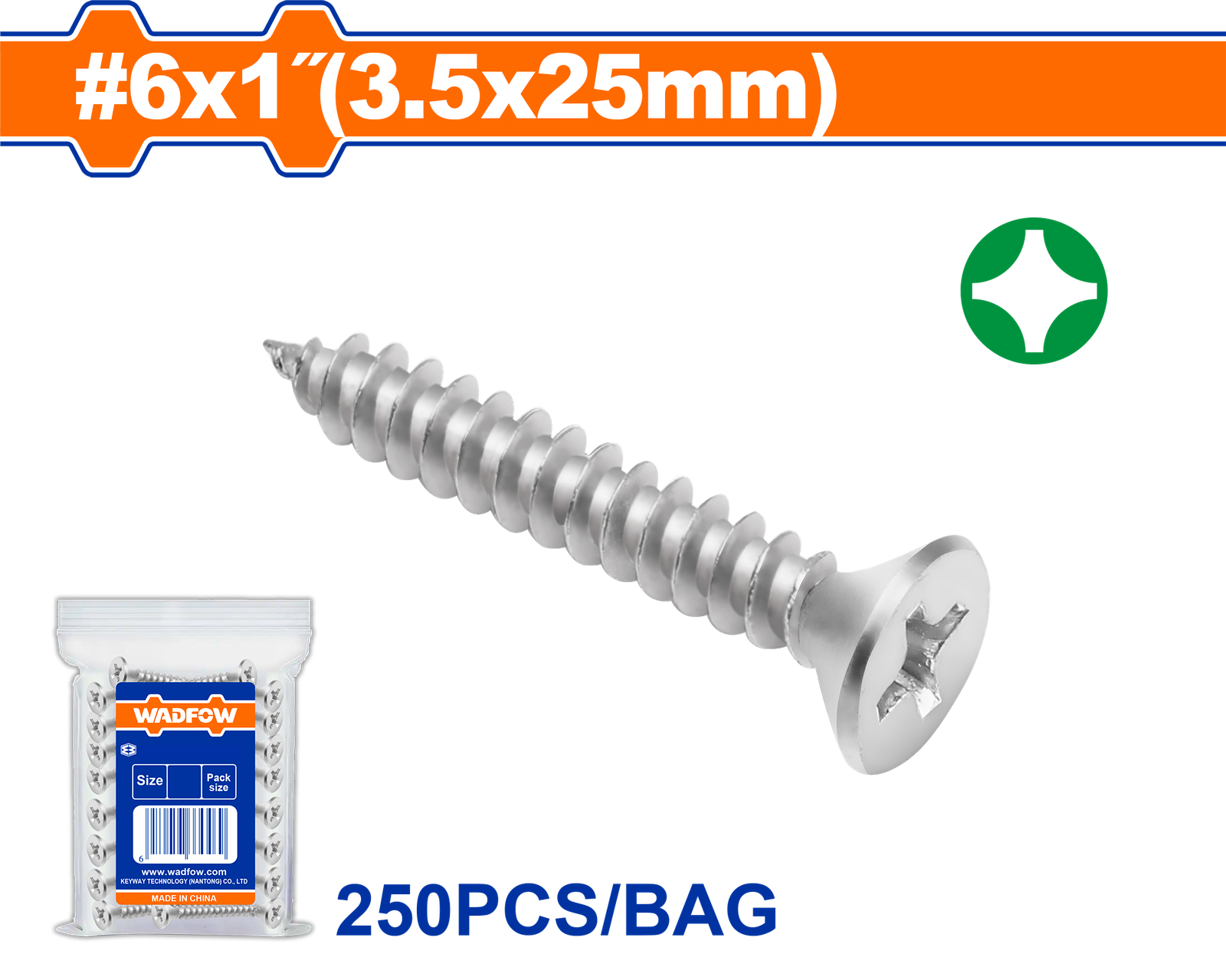 WXSC914.png WXSC914 (Wadfow Countersunk head self-tapping screw 3.5x25mm - P1C72) - Image 1