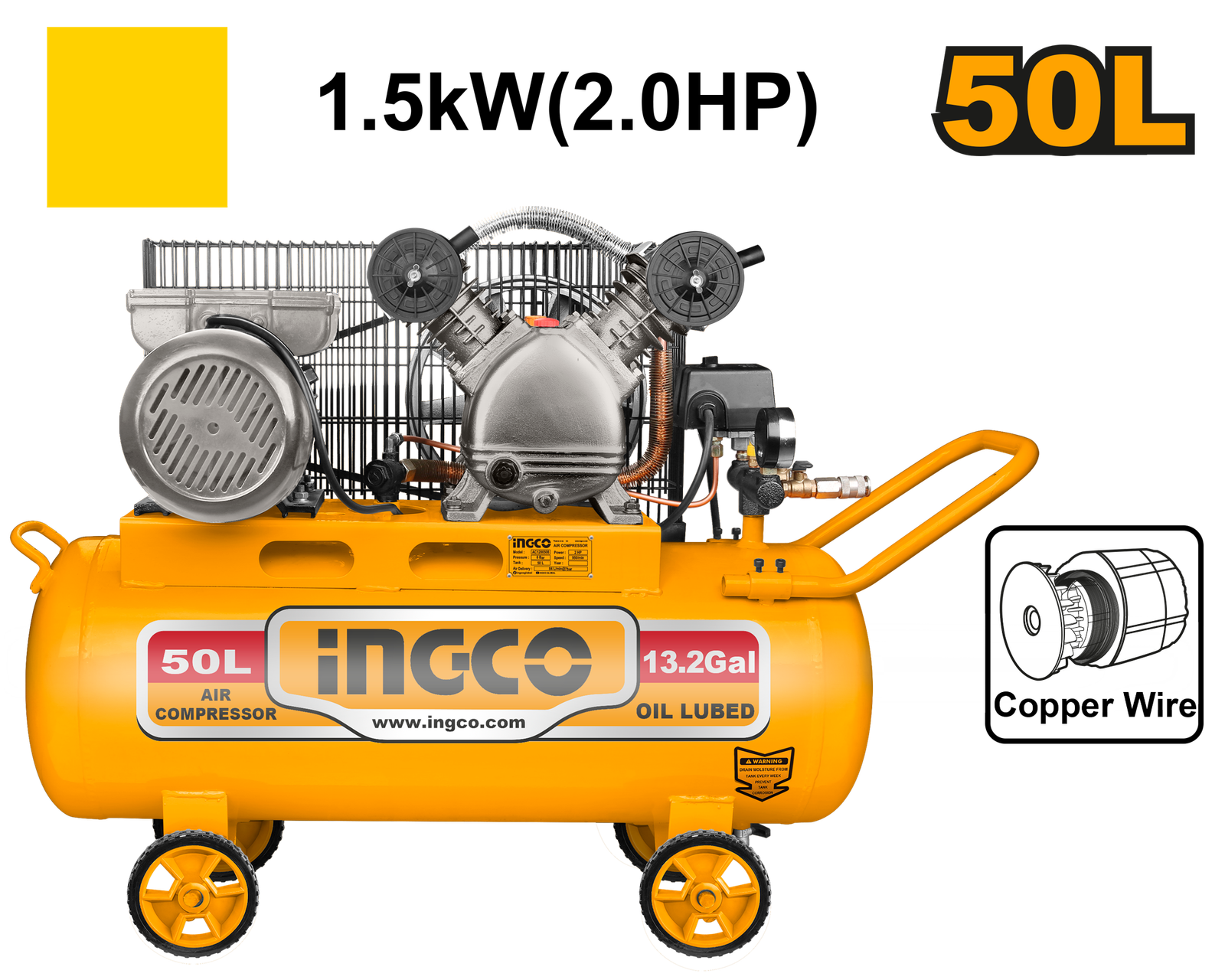 AC1200508.png AC1200508 (Air compressor 50L 2HP with belt - C1) - Image 1