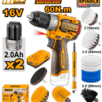 COSLI240786 (Cordless drill 16V 60Nm + 2 Battery + 11 pcs Cleaning brush - P1C4)