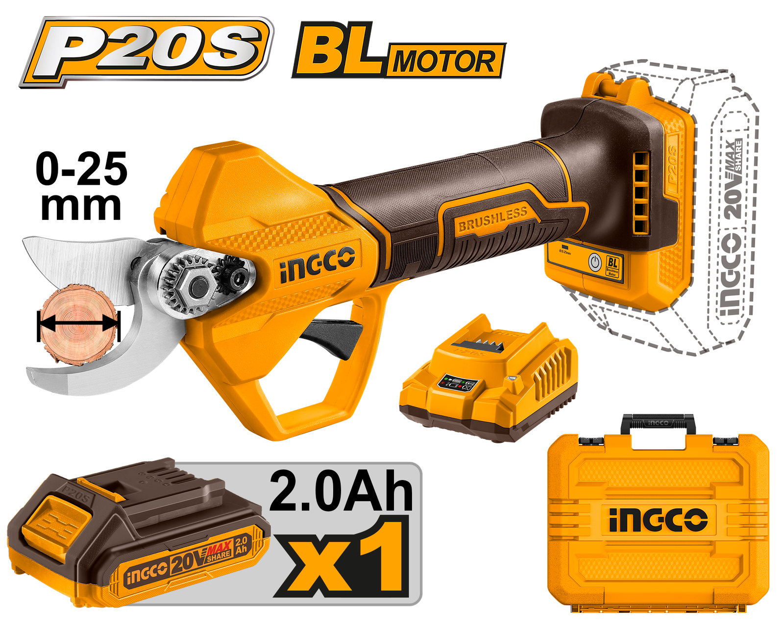 CSSLI202581-11.png CSSLI202581 (Cordless gauge straight shear 20V + Battery) - Image 1