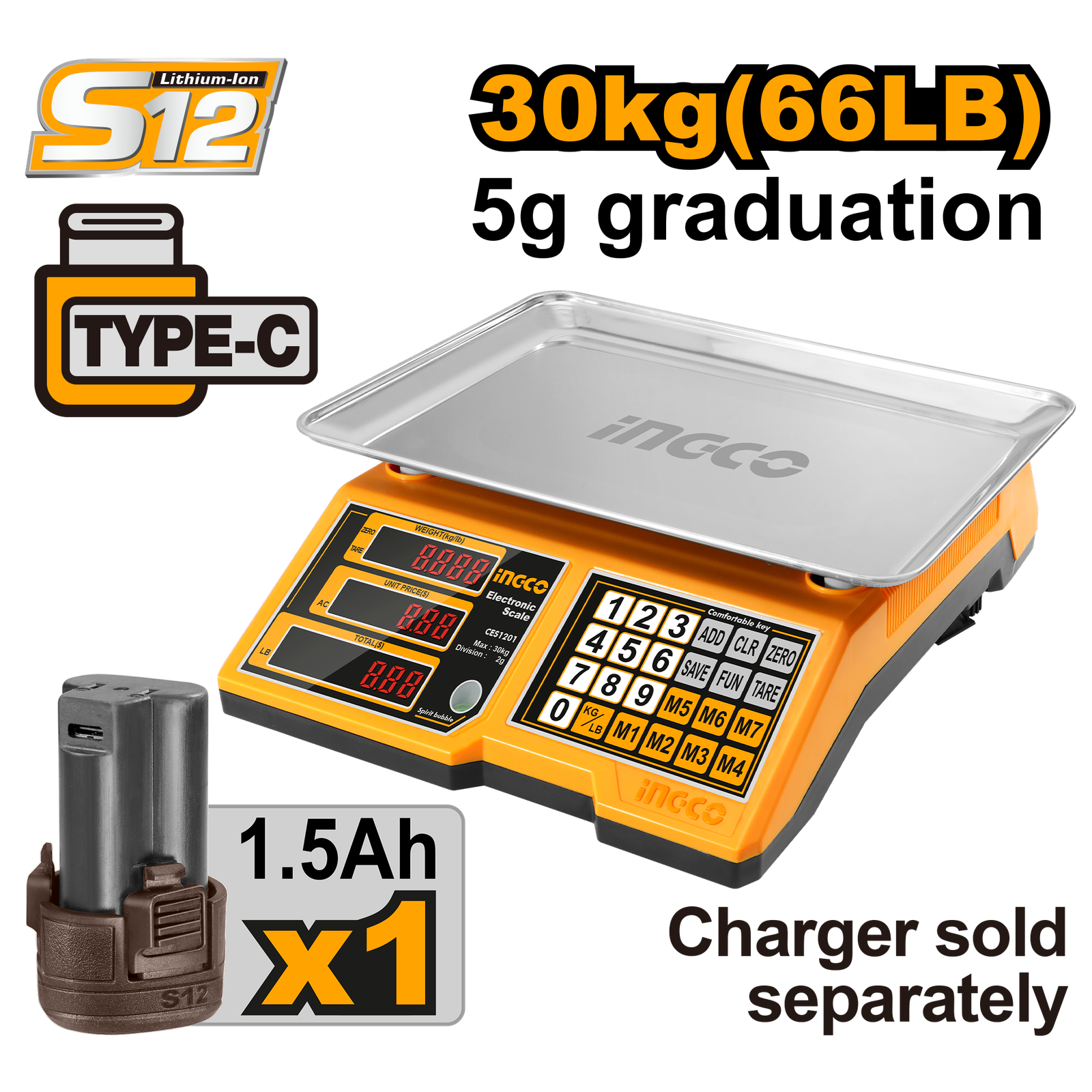 CES1301-1.png CES1301 (Lithium-Ion scale 12V 30Kg - C1) - Image 1
