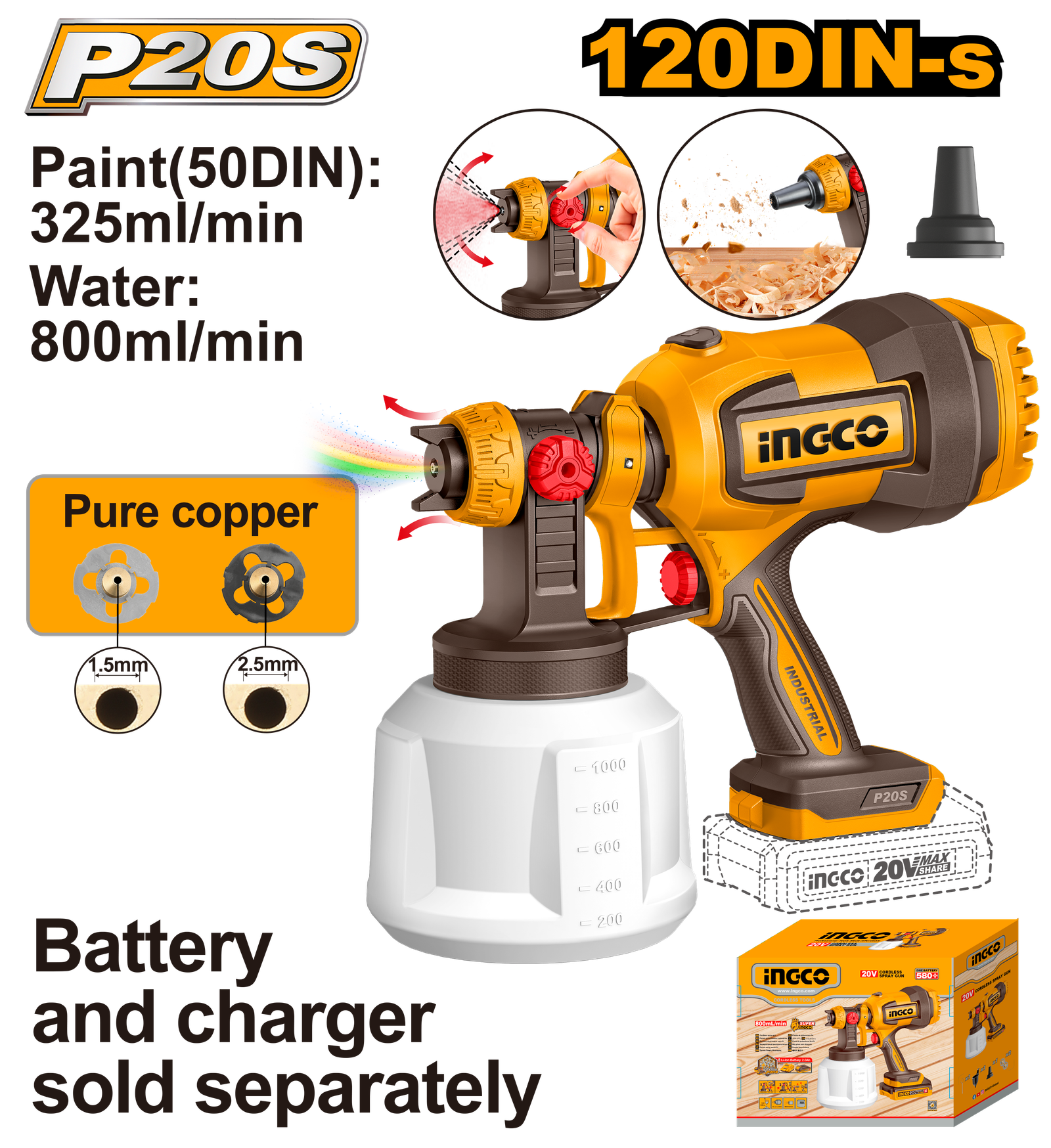 CSGLI2004-1.png CSGLI2004 (Cordless spray gun 20V - P1C8) - Image 1