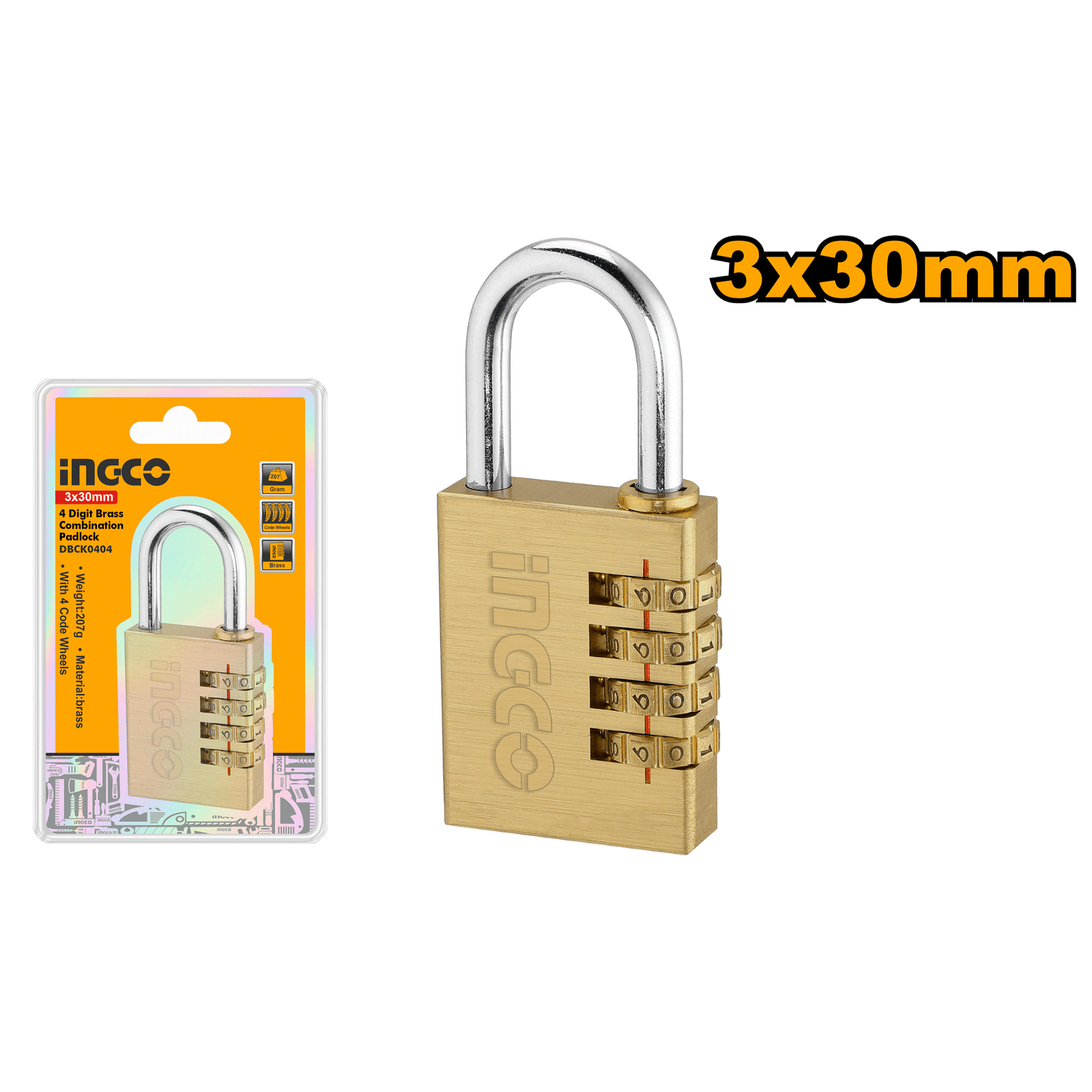 DBCK0303-2.png DBCK0303 (3 Digit brass combination padlock 3x30mm - P12C72) - Image 1